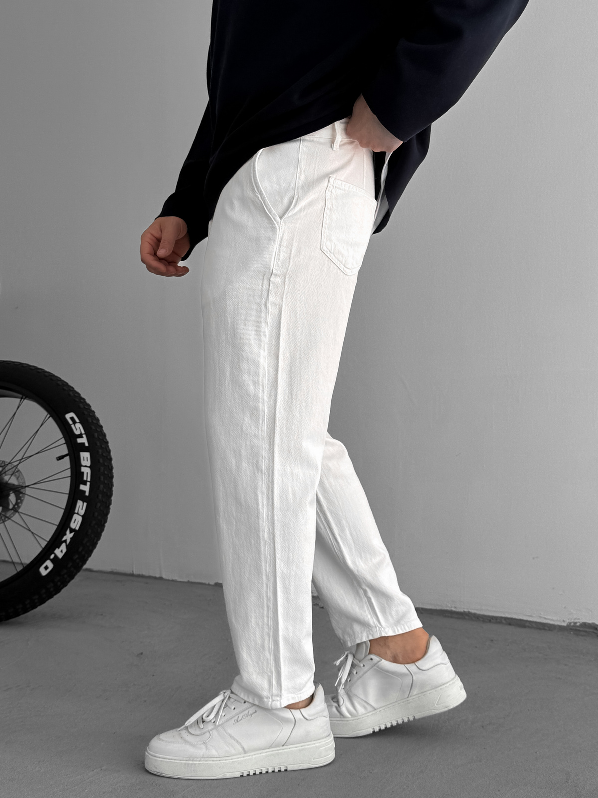 Beyaz Dokulu Basic Pamuk Pantolon RES-1077