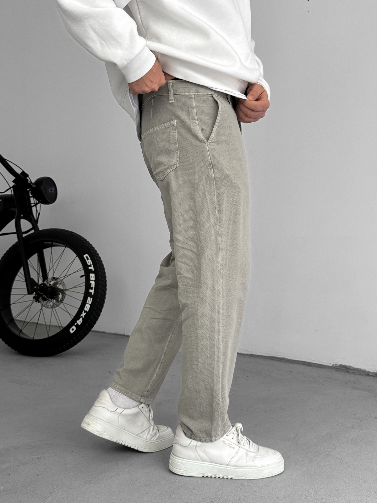 Açık Haki Dokulu Basic Pamuk Pantolon RES-1077