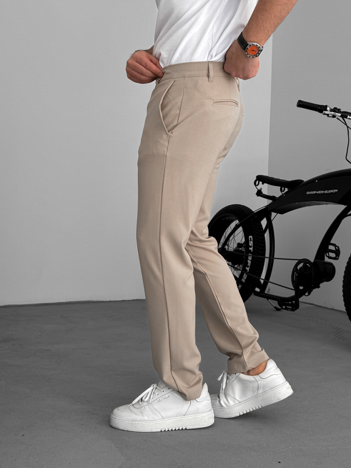 Bej Slim Fit Kumaş Pantolon KE-