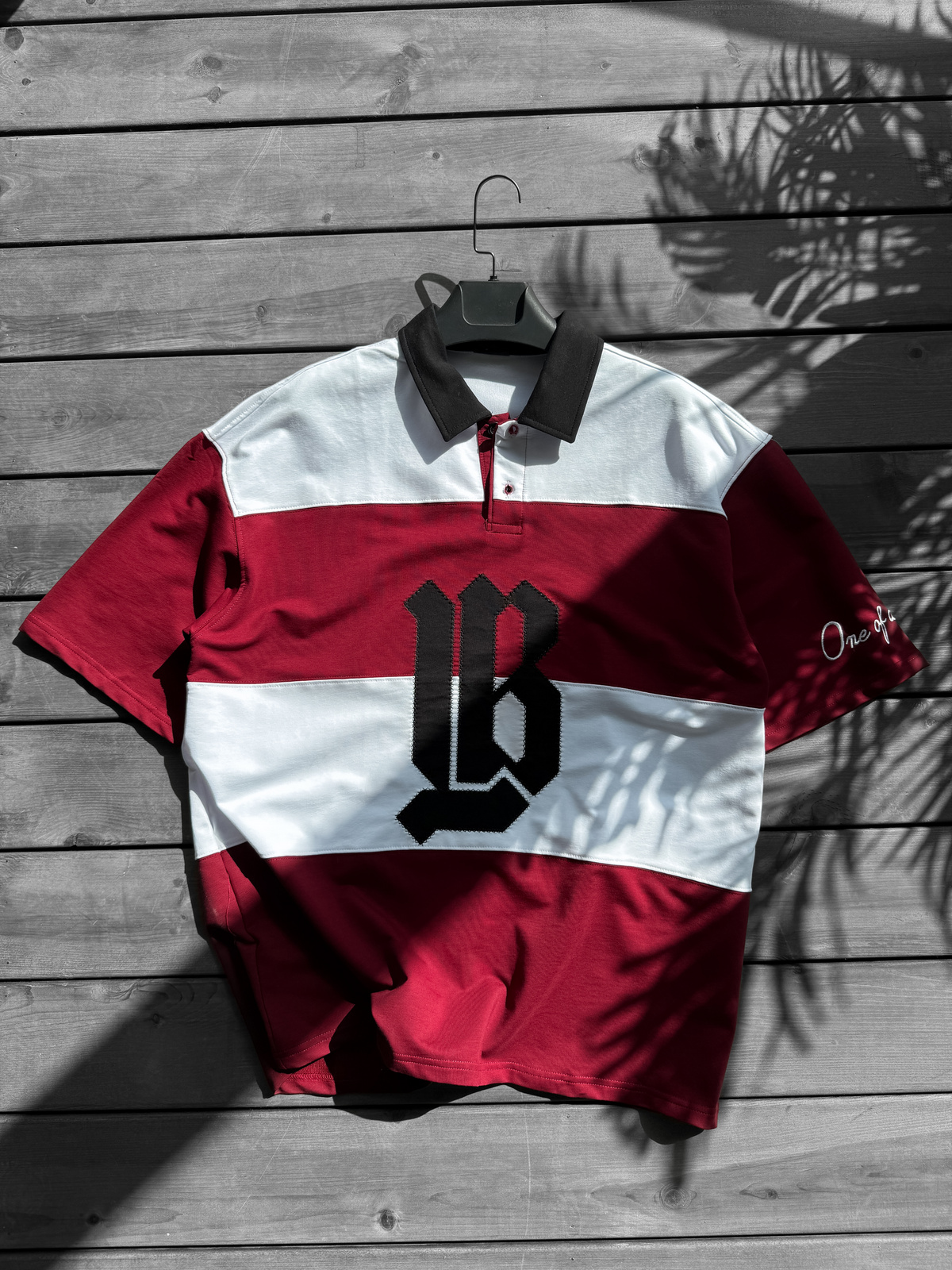 Bordo Beyaz LB Patchli Parçalı T-Shirt LB-2011