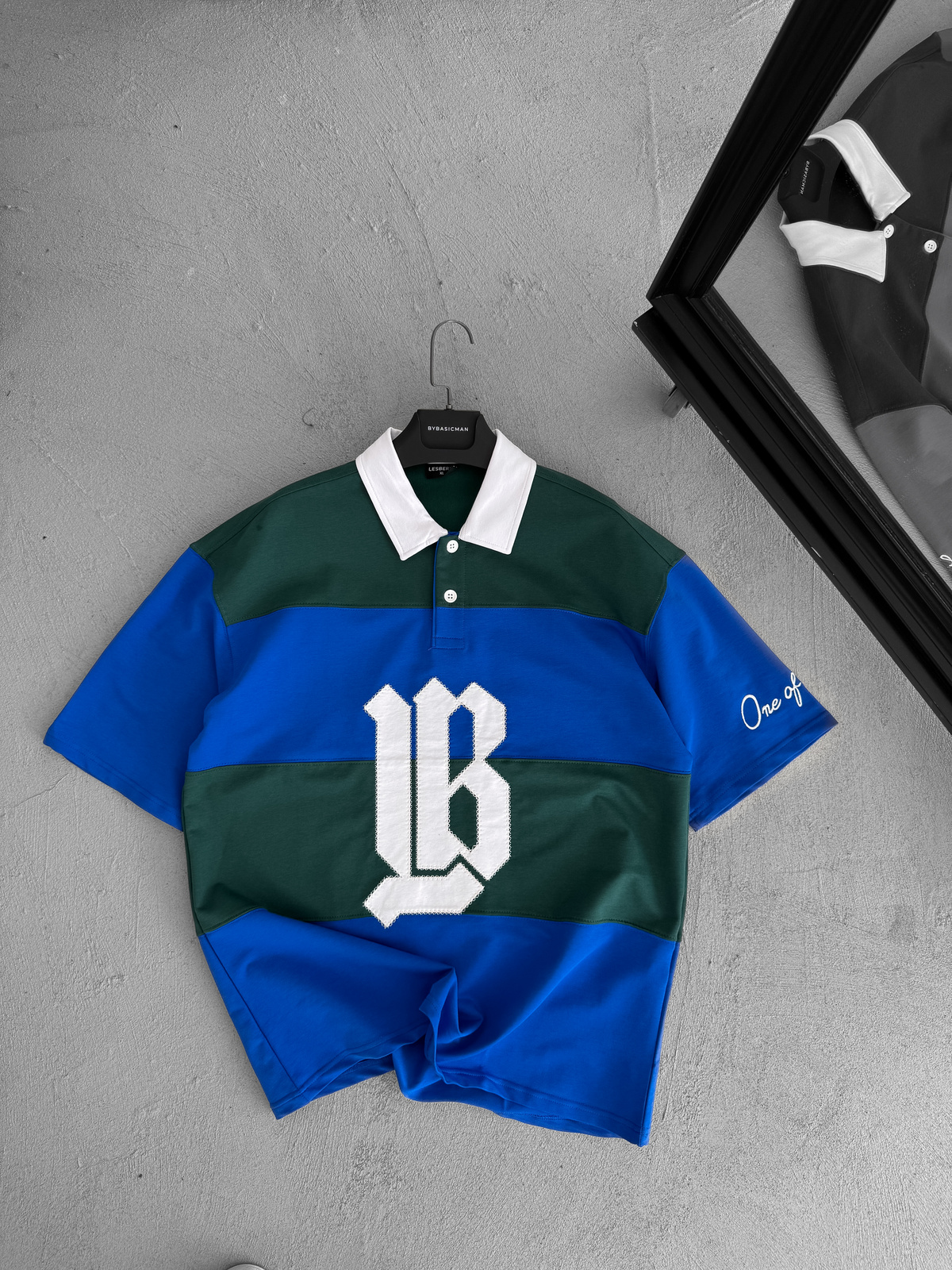Mavi Yeşil LB Patchli Parçalı T-Shirt LB-2011