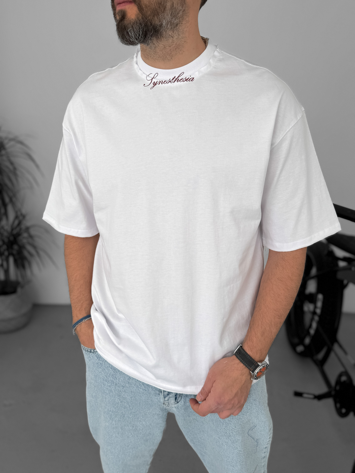 Beyaz Synesthesia Baskılı T-Shirt LB-2010
