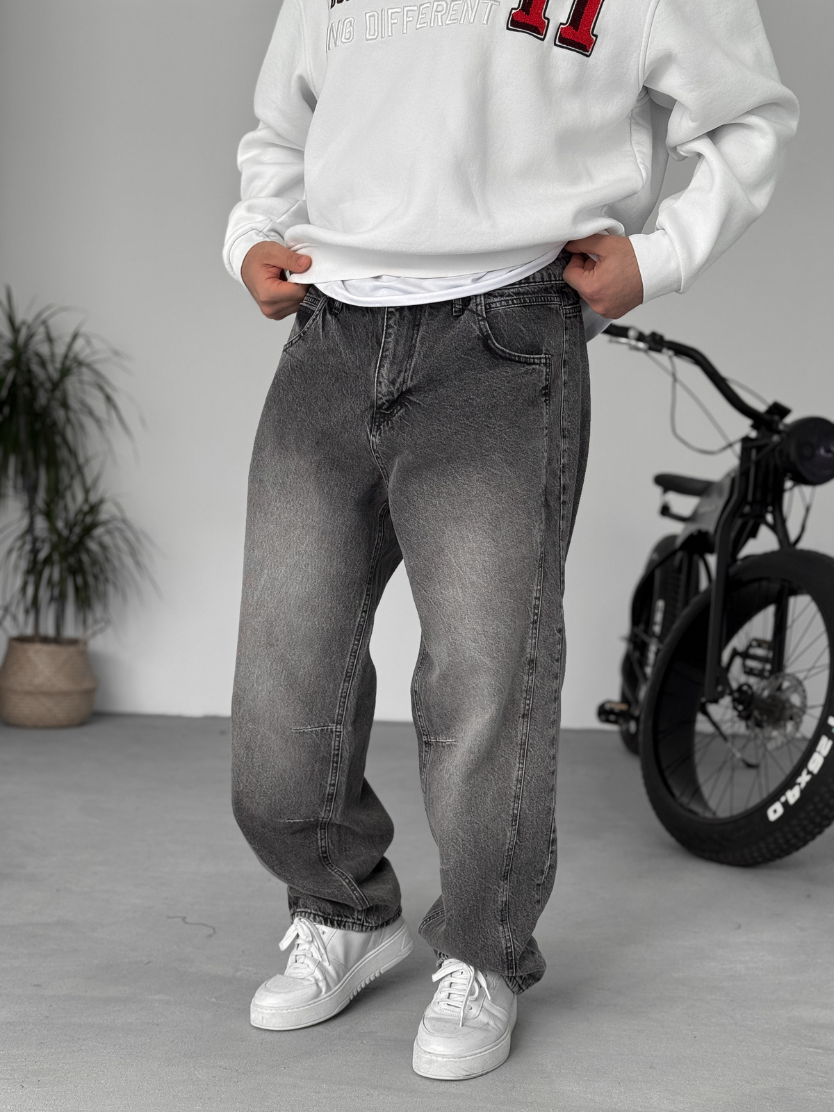 Antrasit Dikiş Detaylı Baggy Pantolon KE-715/693/708