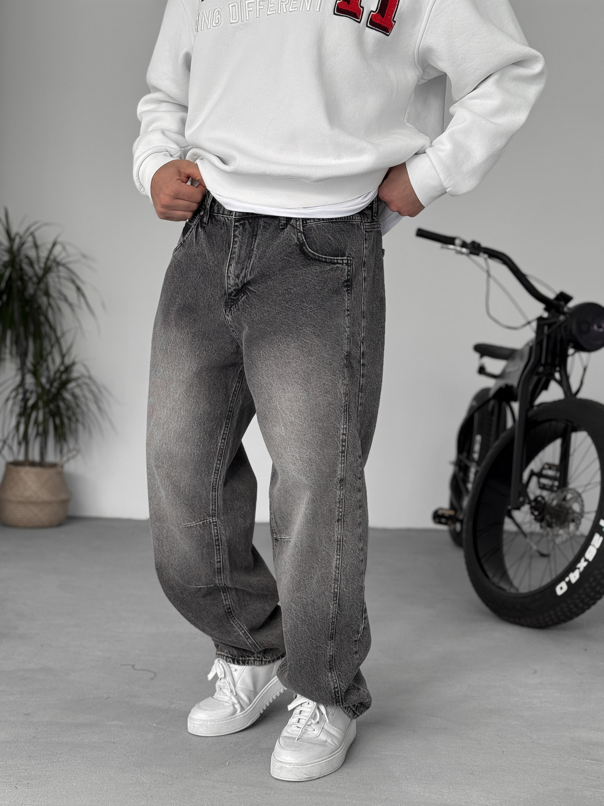 Antrasit Dikiş Detaylı Baggy Pantolon KE-715/693/708
