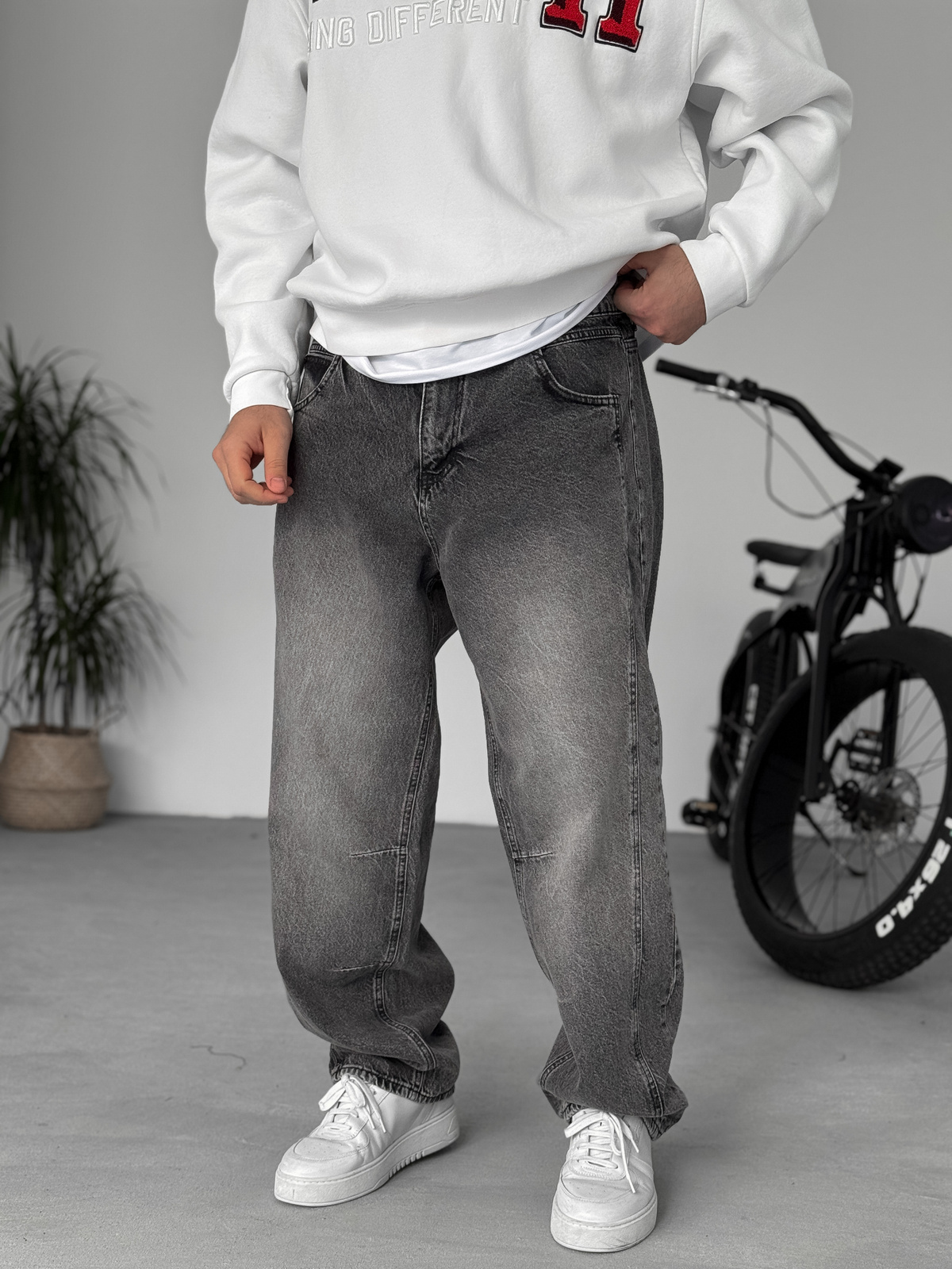 Antrasit Dikiş Detaylı Baggy Pantolon KE-715/693/708