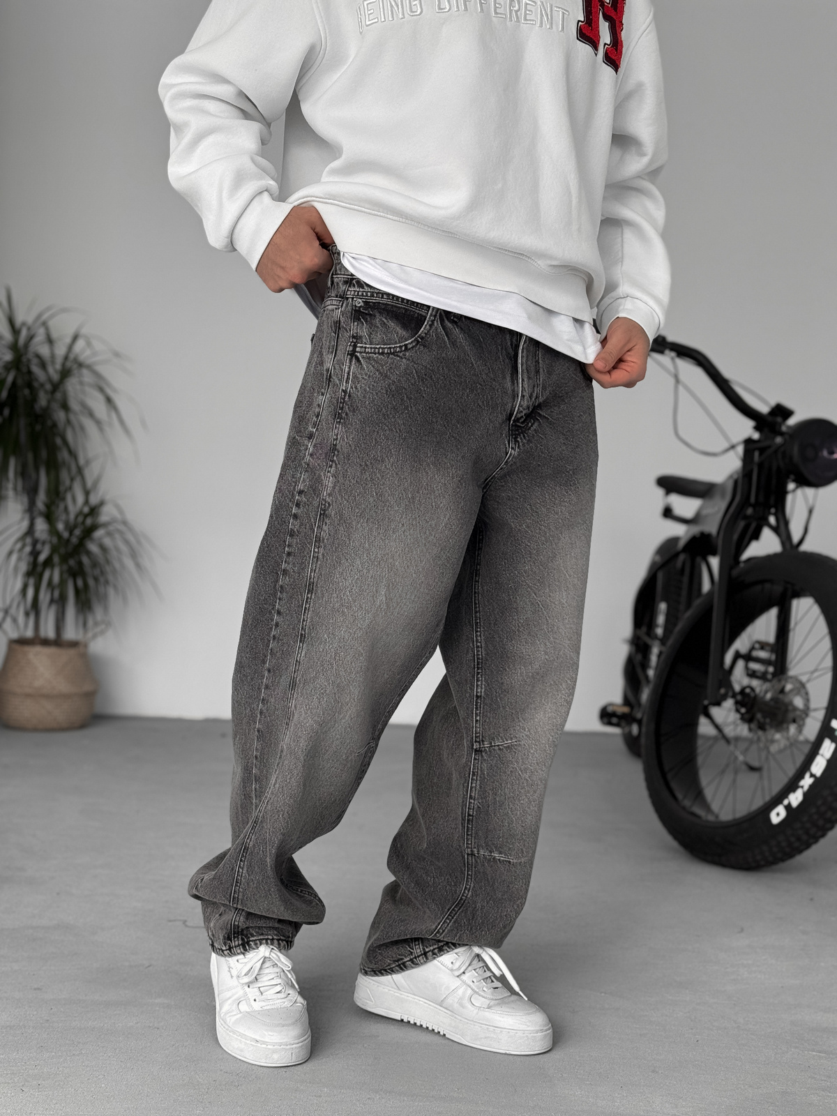Antrasit Dikiş Detaylı Baggy Pantolon KE-715/693/708