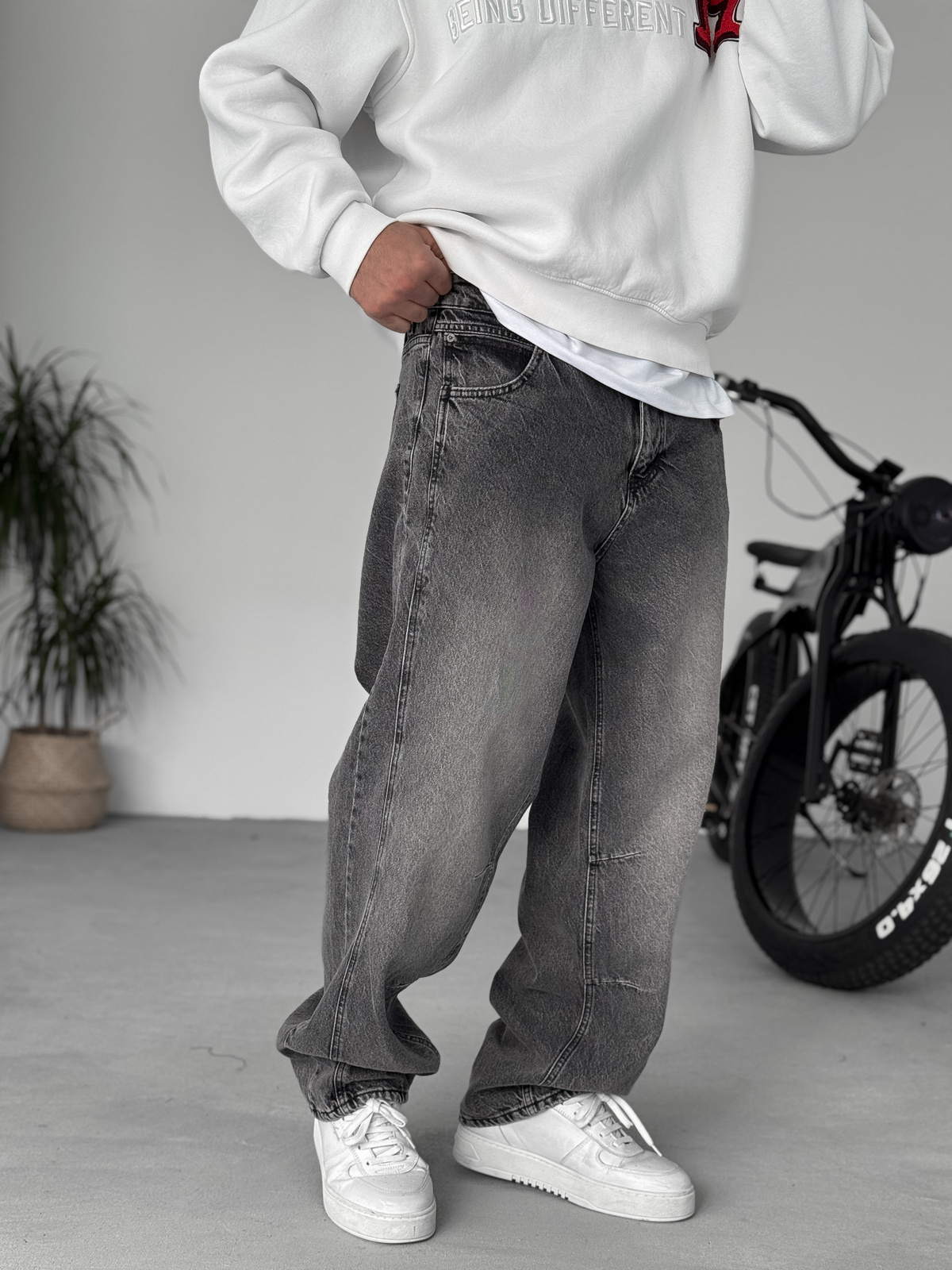 Antrasit Dikiş Detaylı Baggy Pantolon KE-715/693/708
