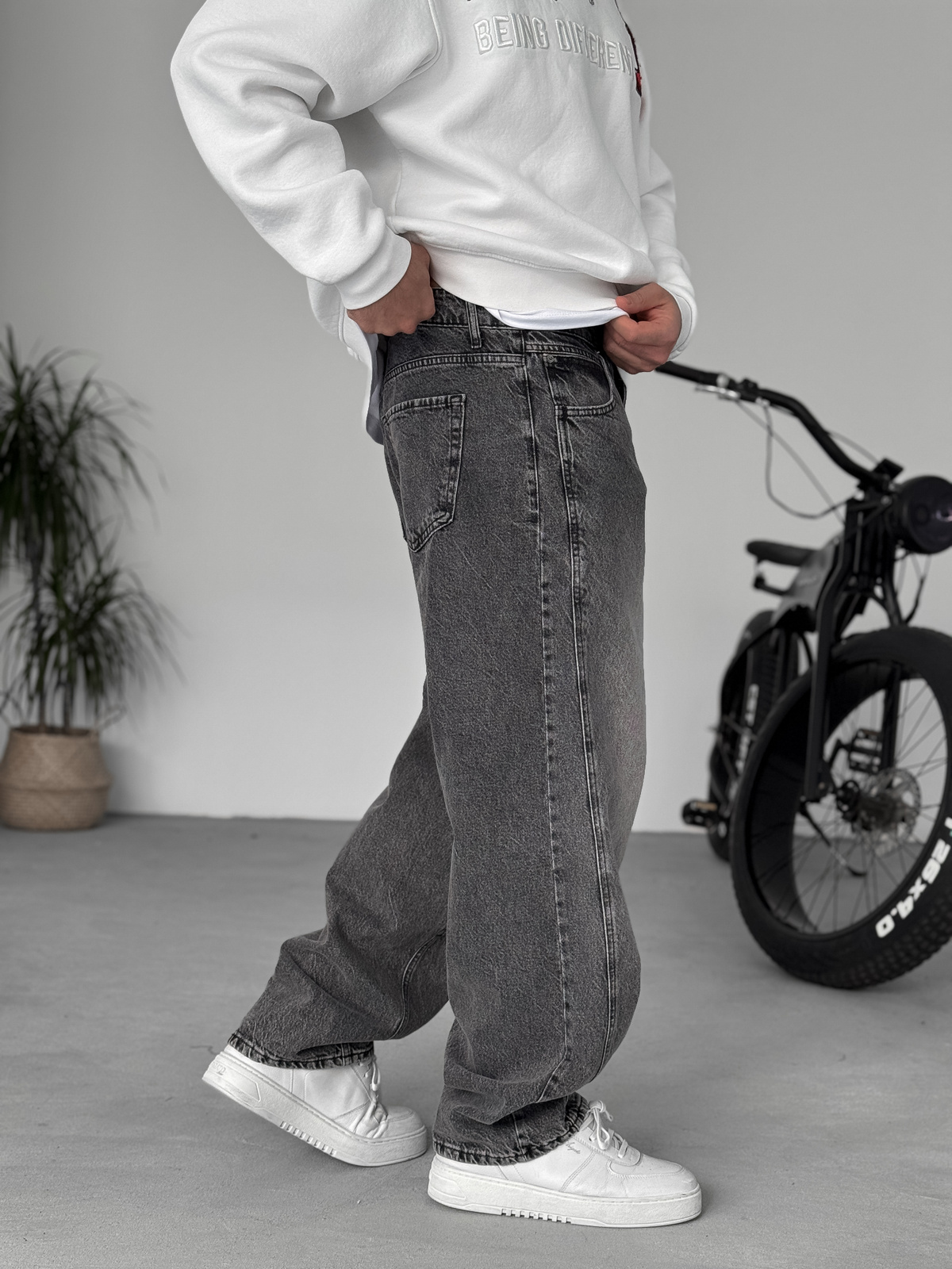 Antrasit Dikiş Detaylı Baggy Pantolon KE-715/693/708