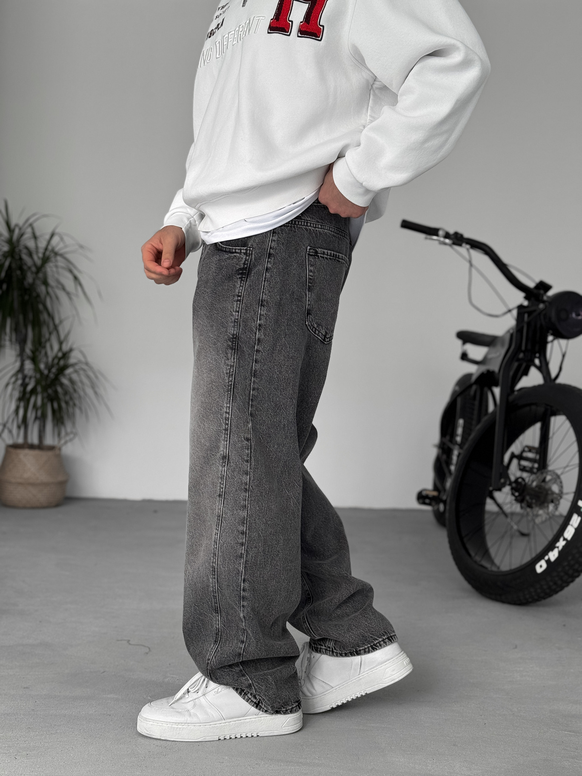 Antrasit Dikiş Detaylı Baggy Pantolon KE-715/693/708
