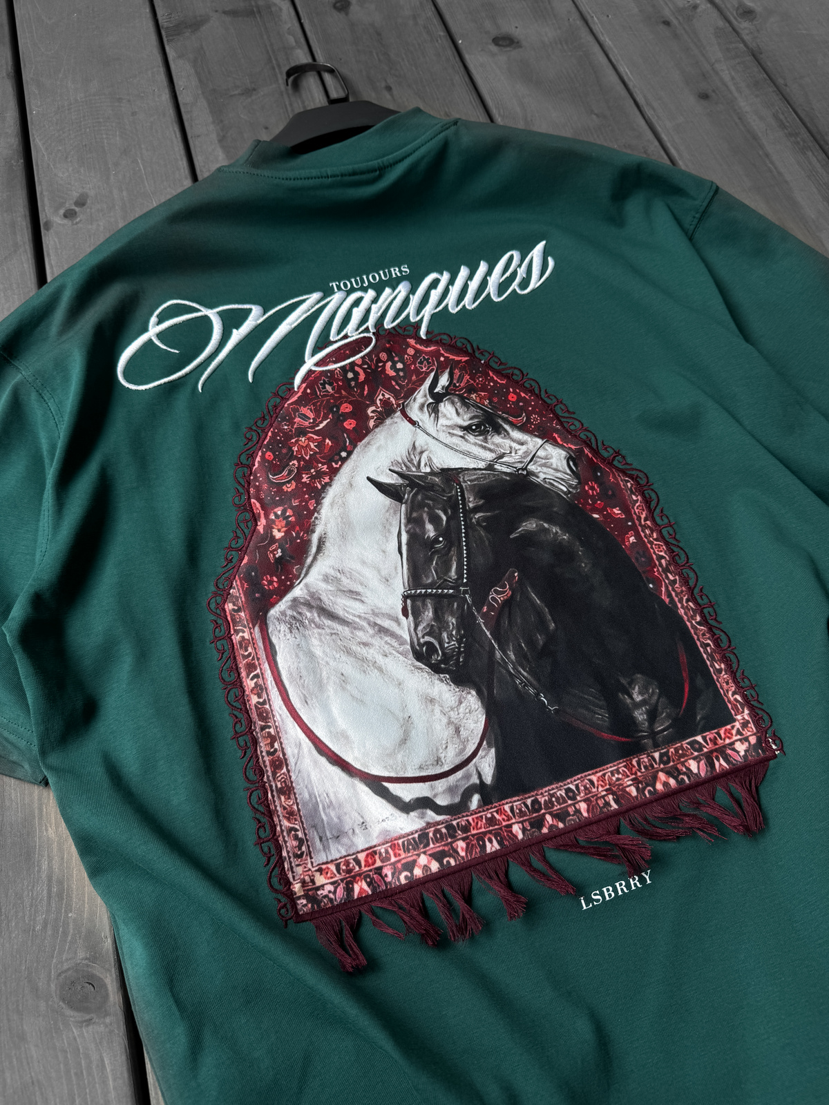 Koyu Yeşil Manques Patchli Oversize T-Shirt LB-2006