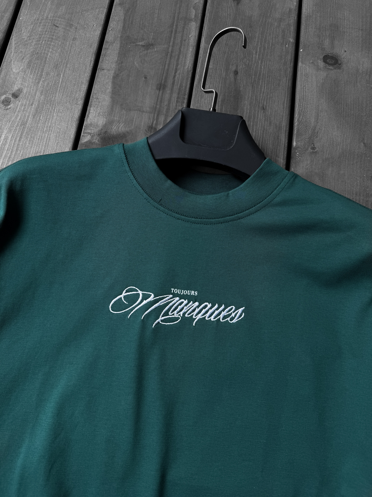 Koyu Yeşil Manques Patchli Oversize T-Shirt LB-2006