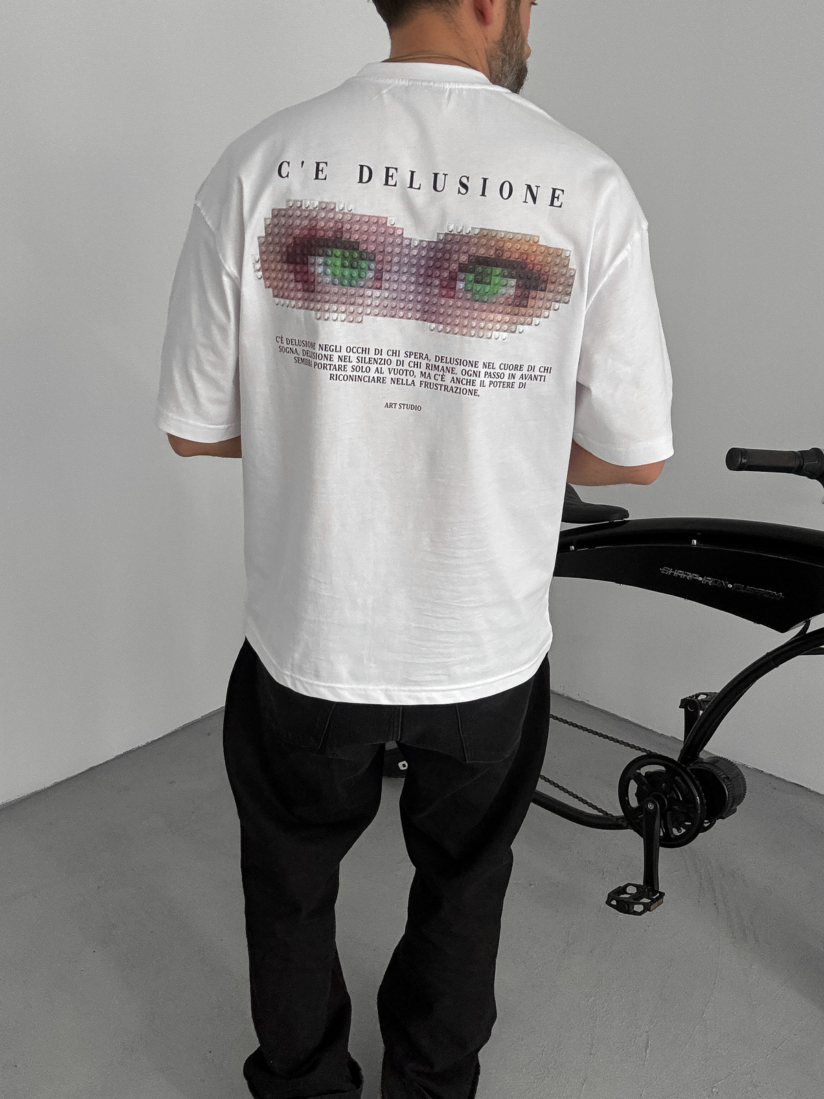 Beyaz Pixeleye Oversize T-Shirt LB-2015