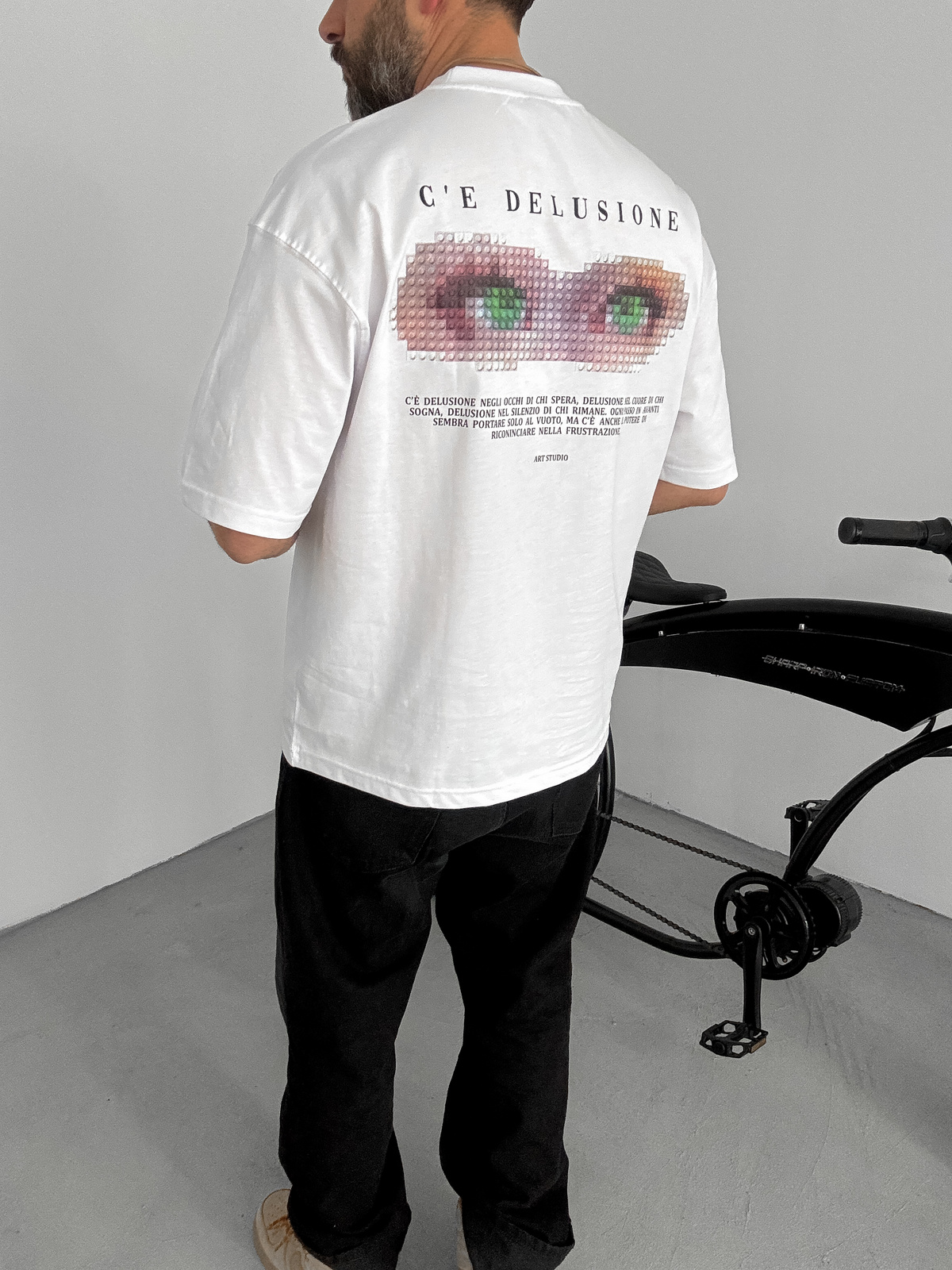 Beyaz Pixeleye Oversize T-Shirt LB-2015