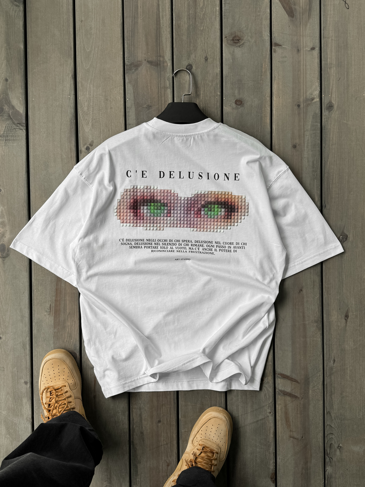 Beyaz Pixeleye Oversize T-Shirt LB-2015