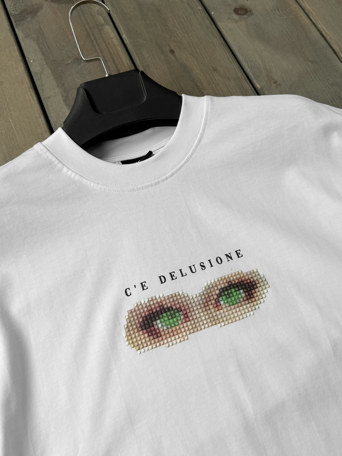 Beyaz Pixeleye Oversize T-Shirt LB-2015