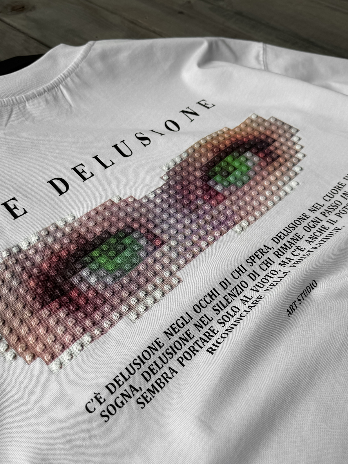 Beyaz Pixeleye Oversize T-Shirt LB-2015
