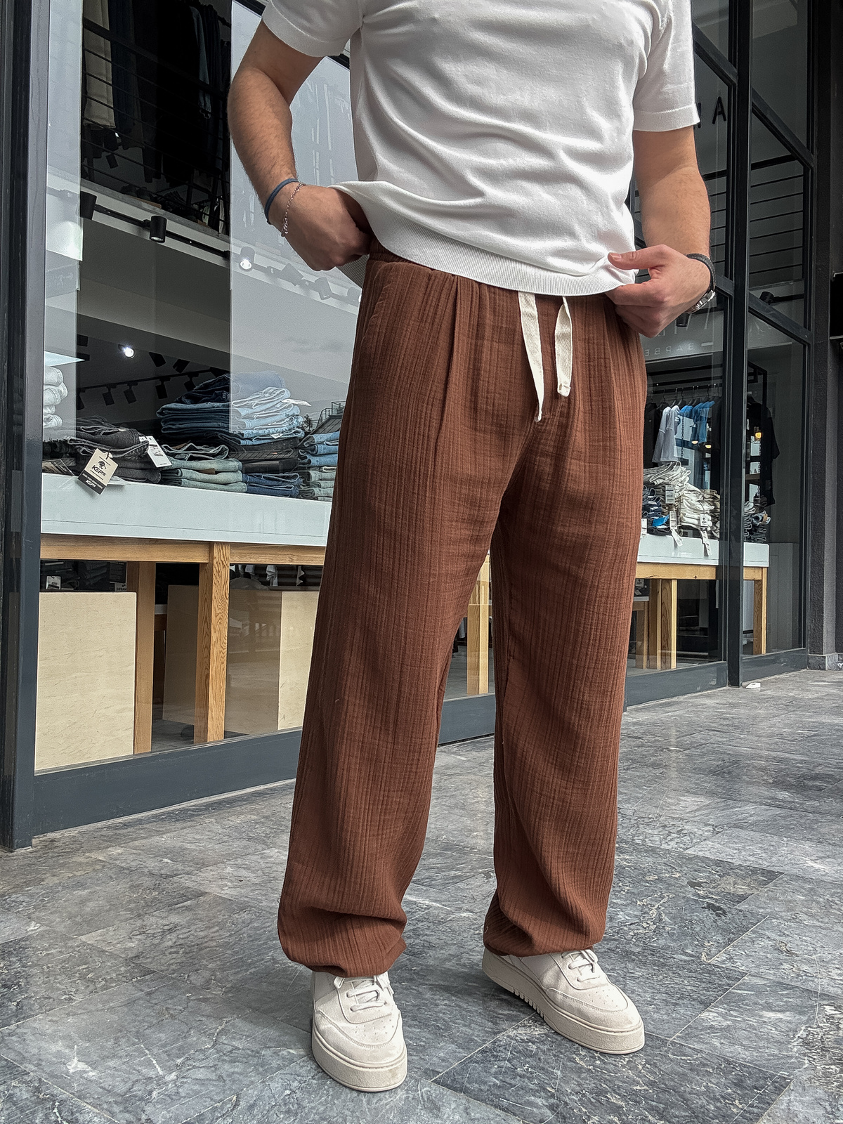 Kahve Müslin Kumaş Pantolon G-5232/8