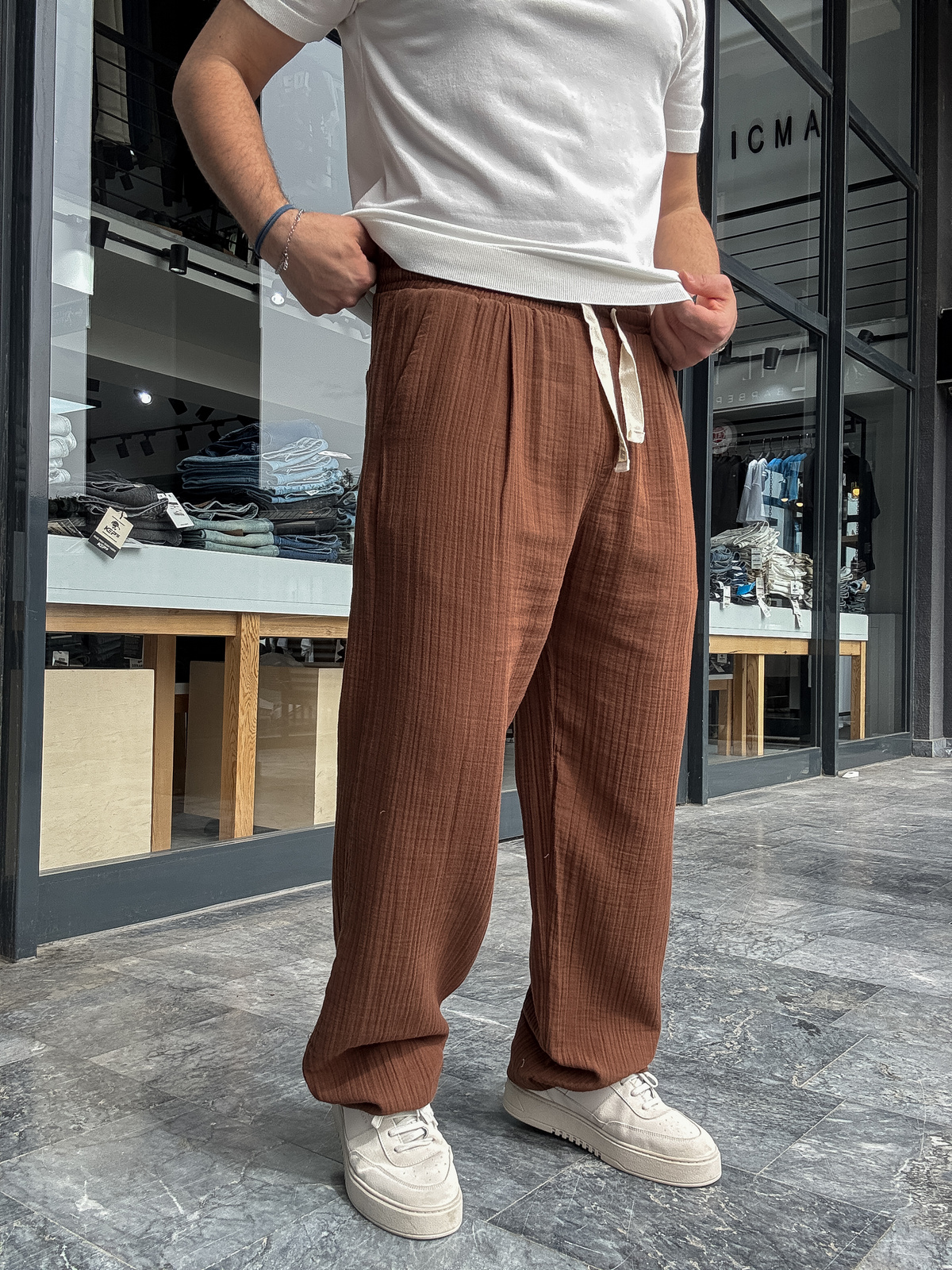 Kahve Müslin Kumaş Pantolon G-5232/8