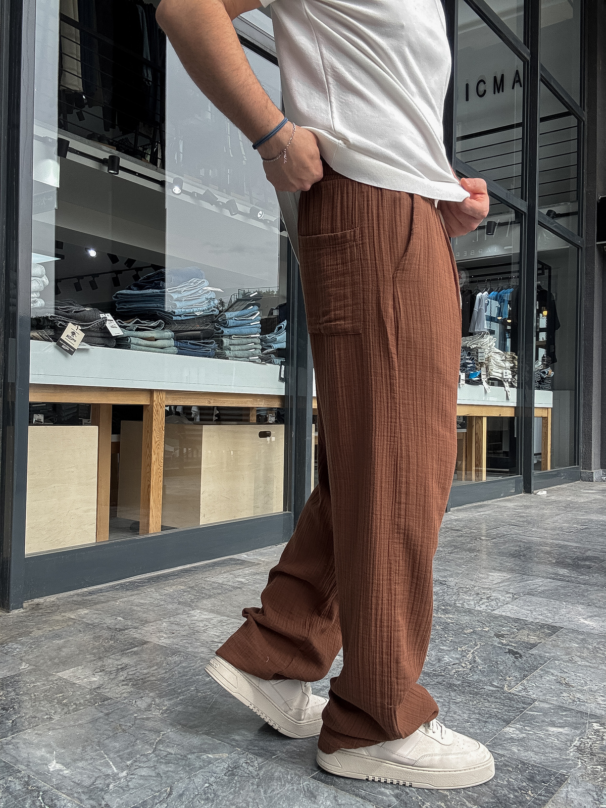 Kahve Müslin Kumaş Pantolon G-5232/8