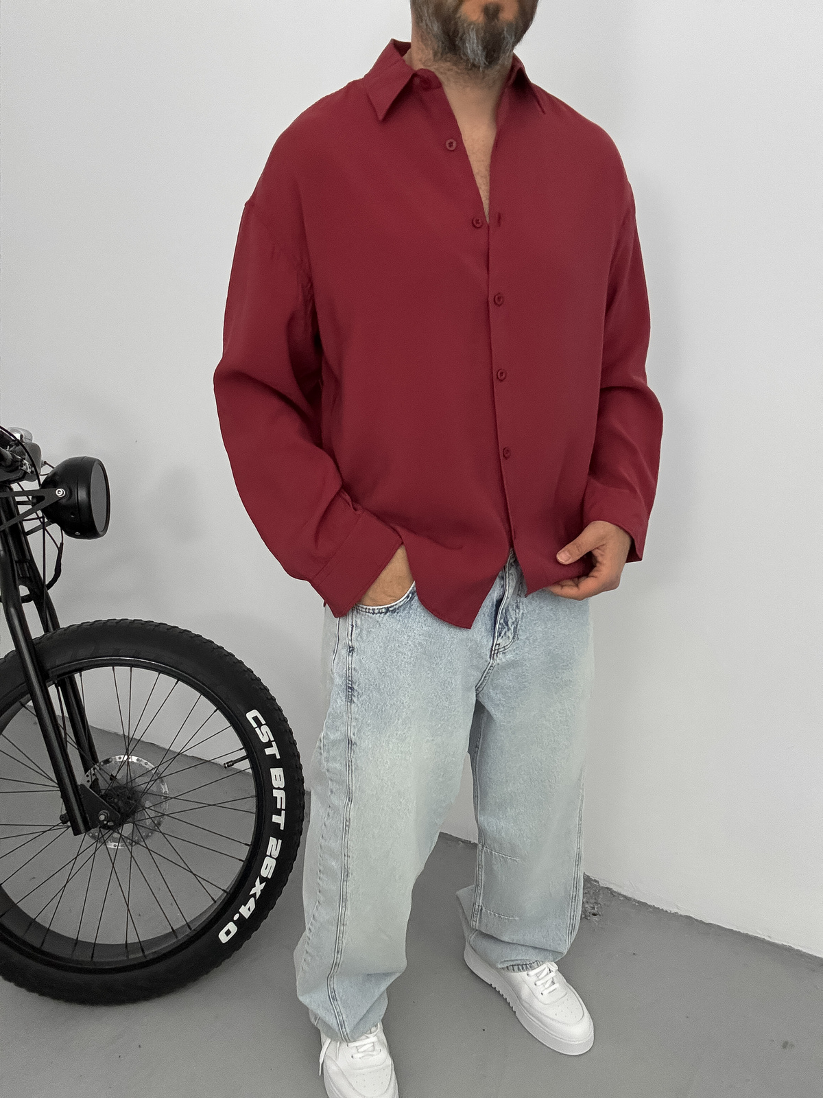 Bordo Tensel Kumaş Basic Gömlek YP-5004