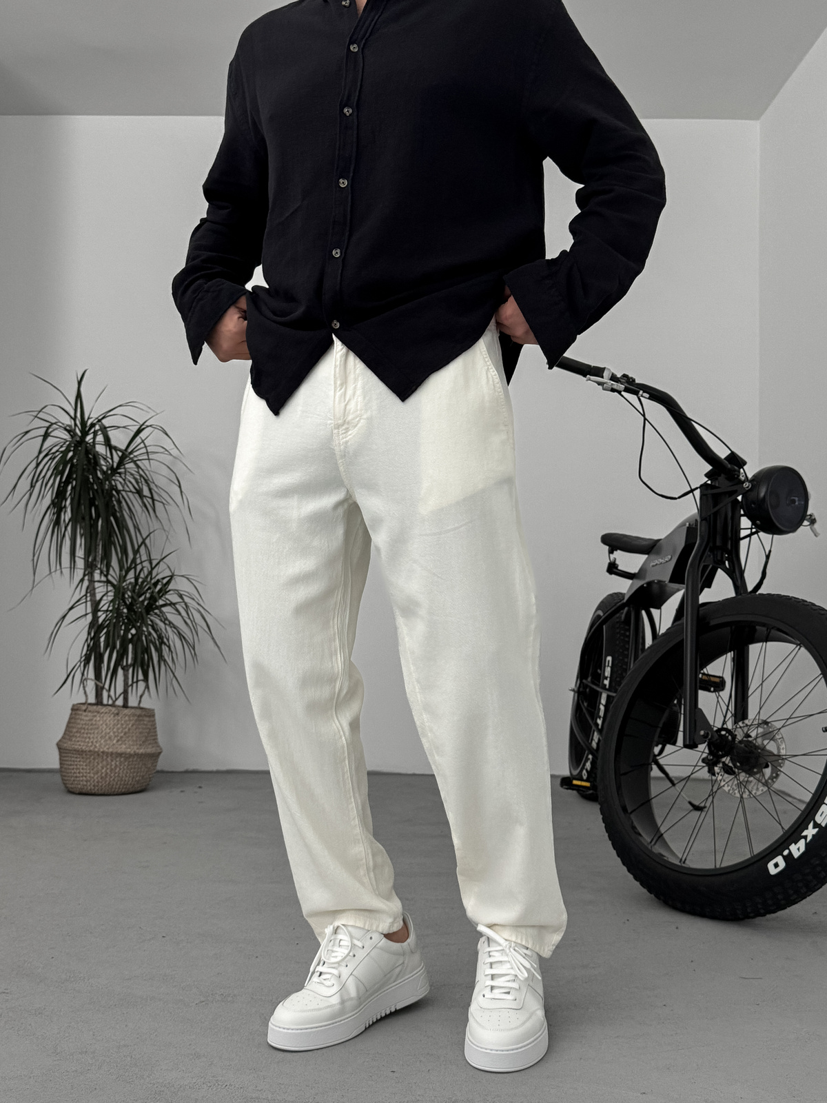 Ekru Dokulu Basic Pamuk Pantolon RES-1077