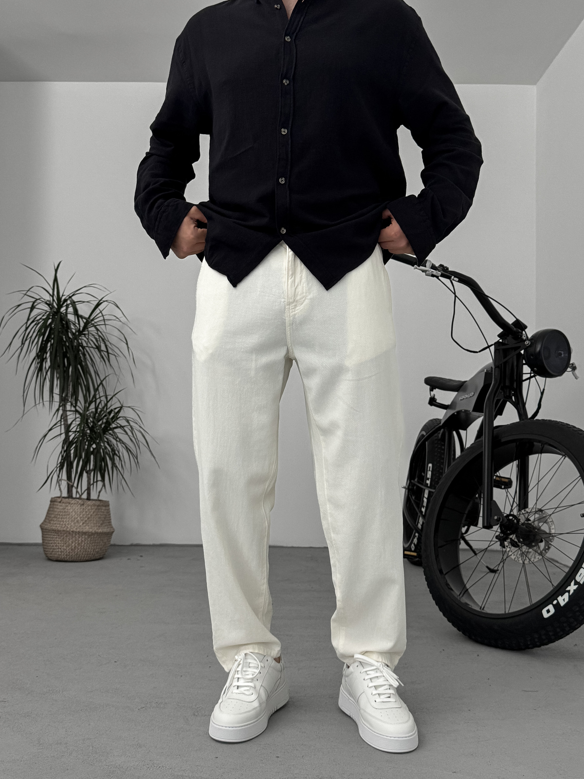 Ekru Dokulu Basic Pamuk Pantolon RES-1077