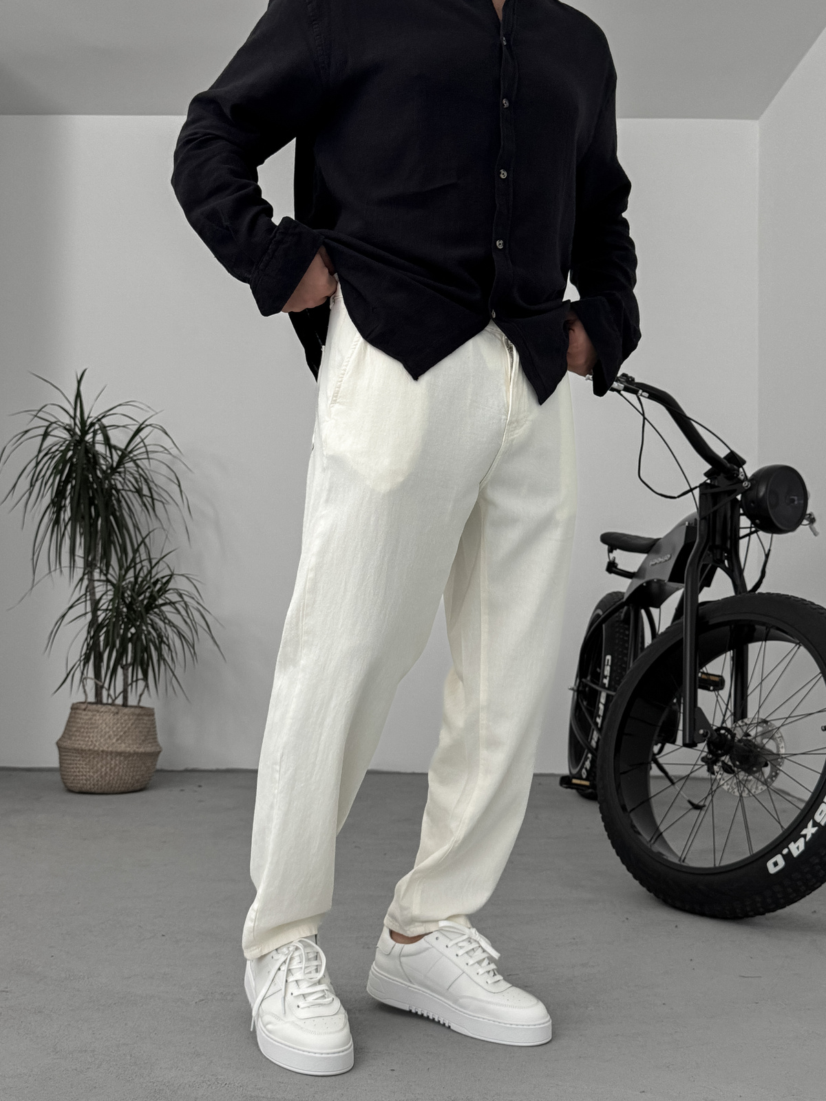Ekru Dokulu Basic Pamuk Pantolon RES-1077