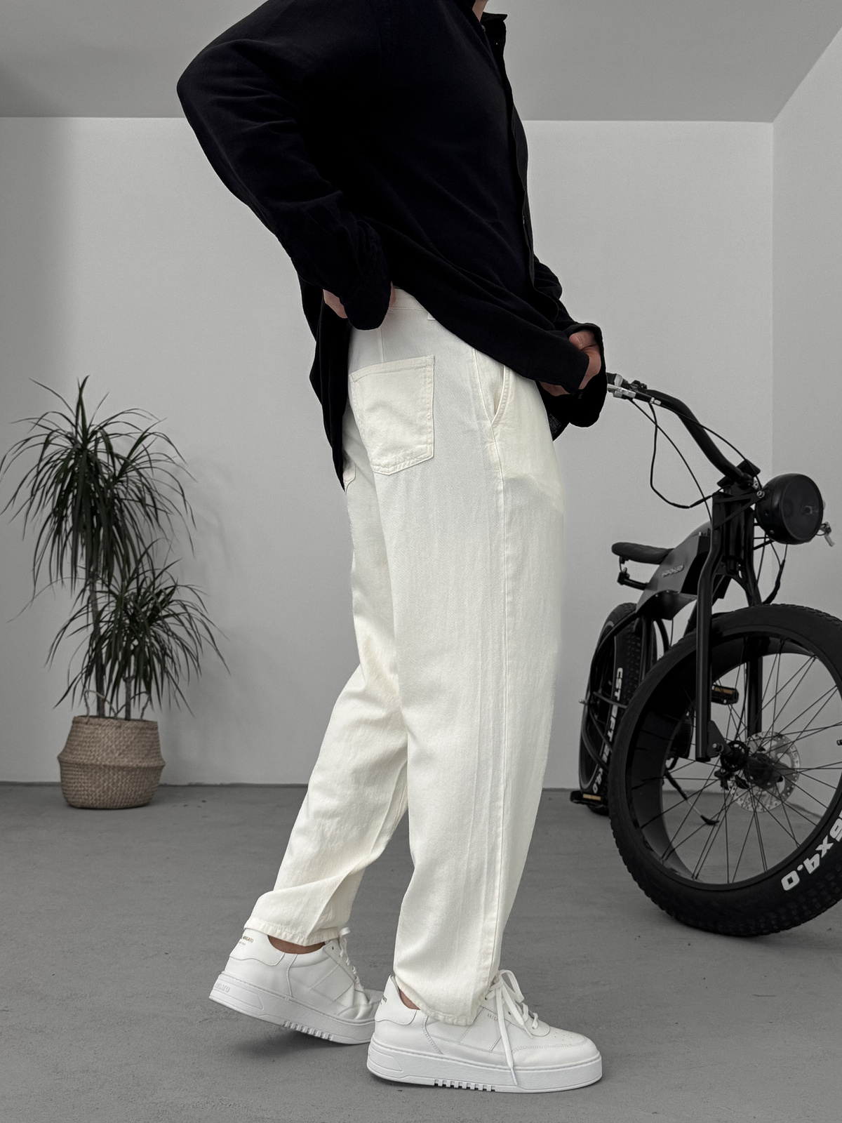 Ekru Dokulu Basic Pamuk Pantolon RES-1077