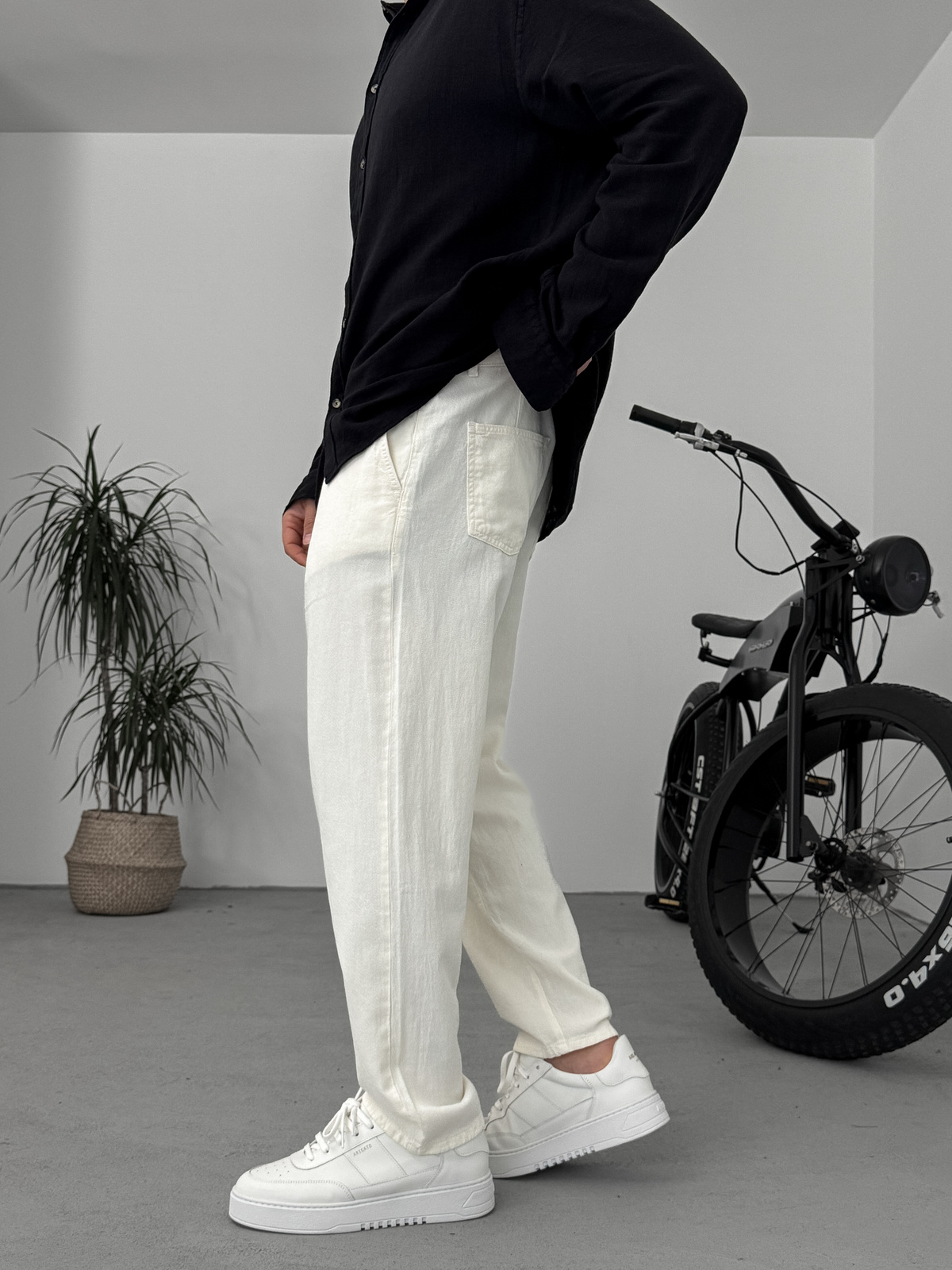Ekru Dokulu Basic Pamuk Pantolon RES-1077