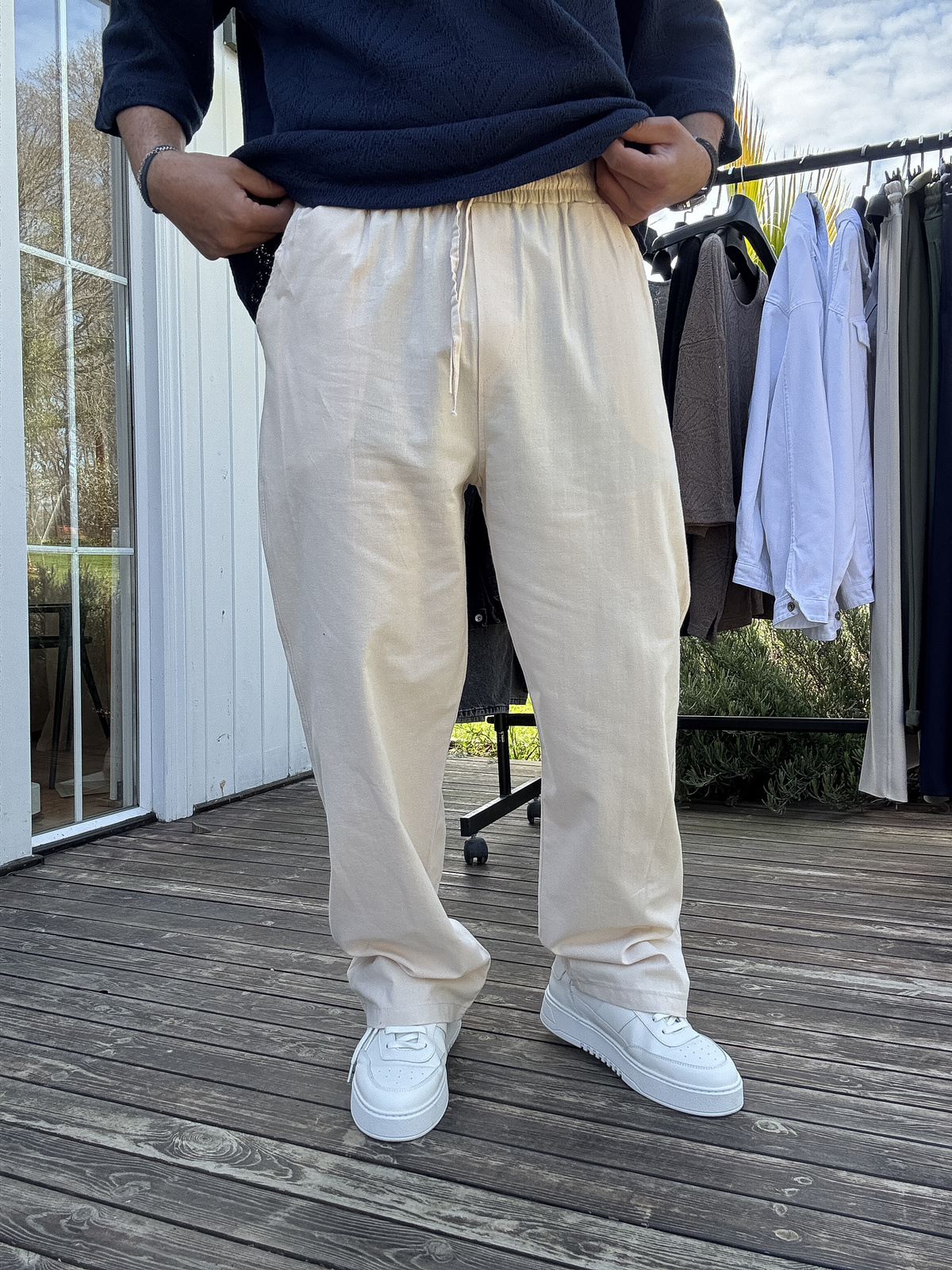 Bej Pamuk Baggy Pantolon KE-7011