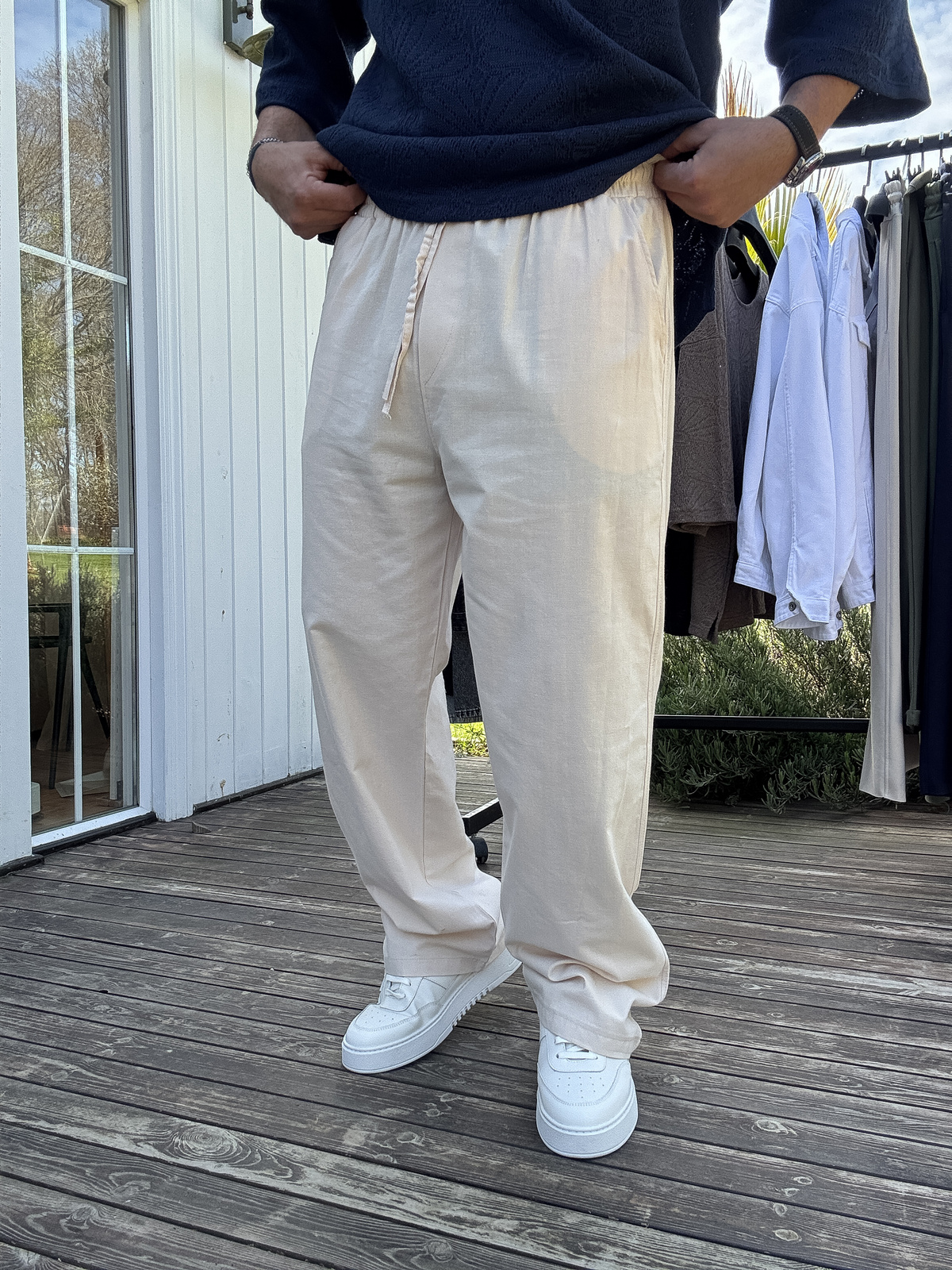 Bej Pamuk Baggy Pantolon KE-7011