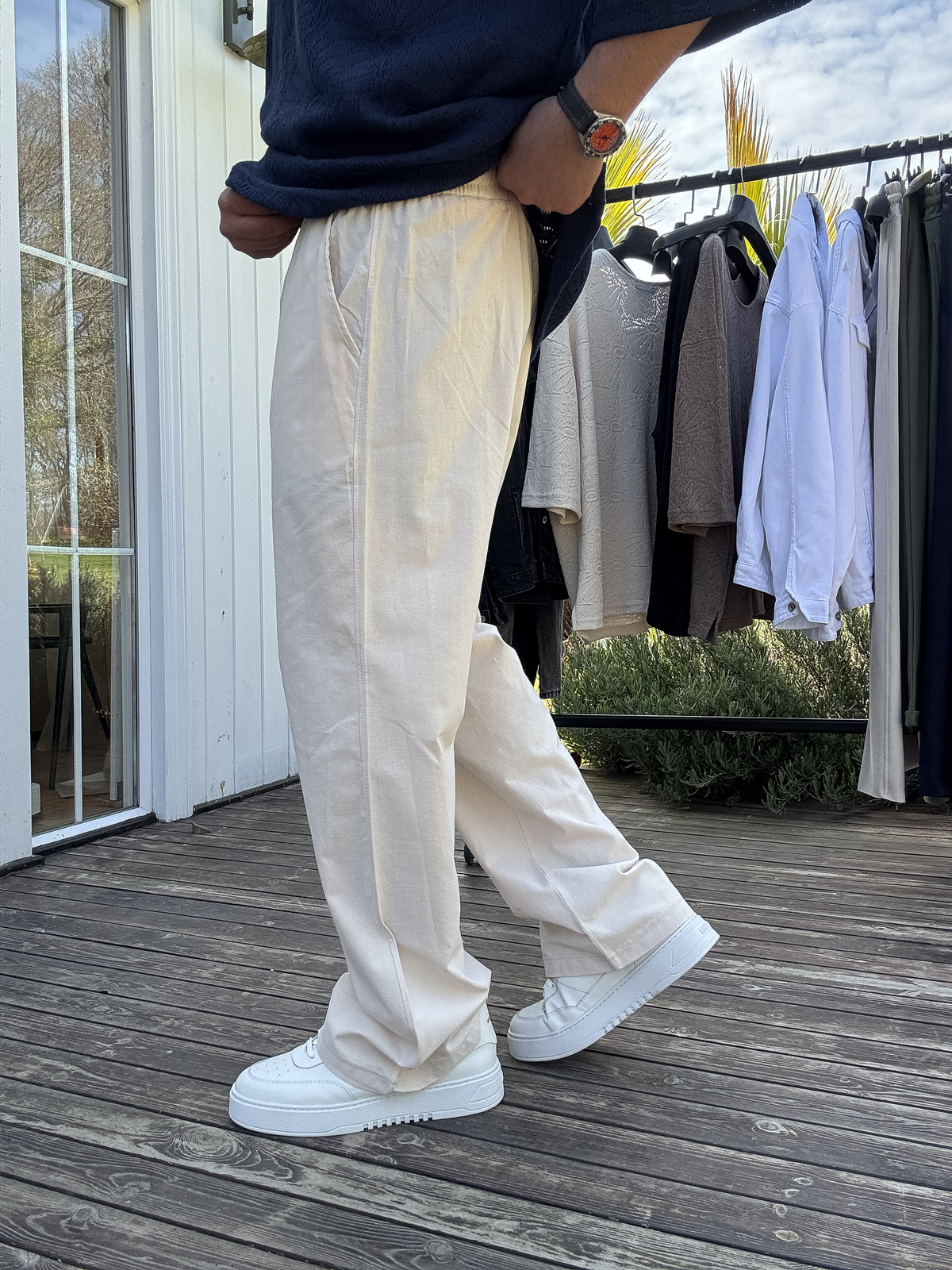 Bej Pamuk Baggy Pantolon KE-7011