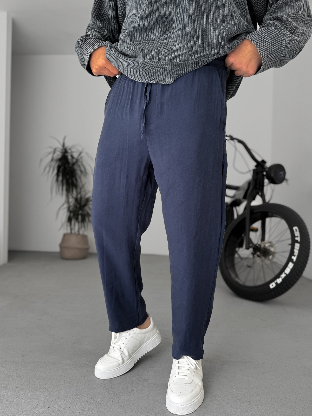 Lacivert Tensel Kumaş İnce Pantolon JJ-227