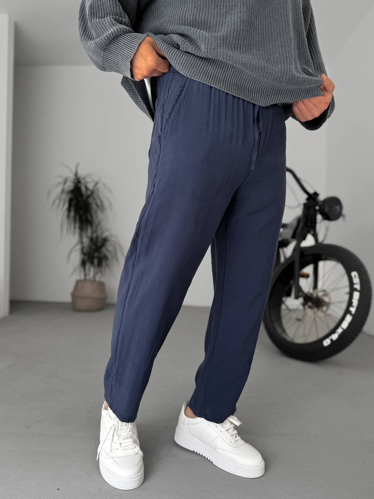 Lacivert Tensel Kumaş İnce Pantolon JJ-227