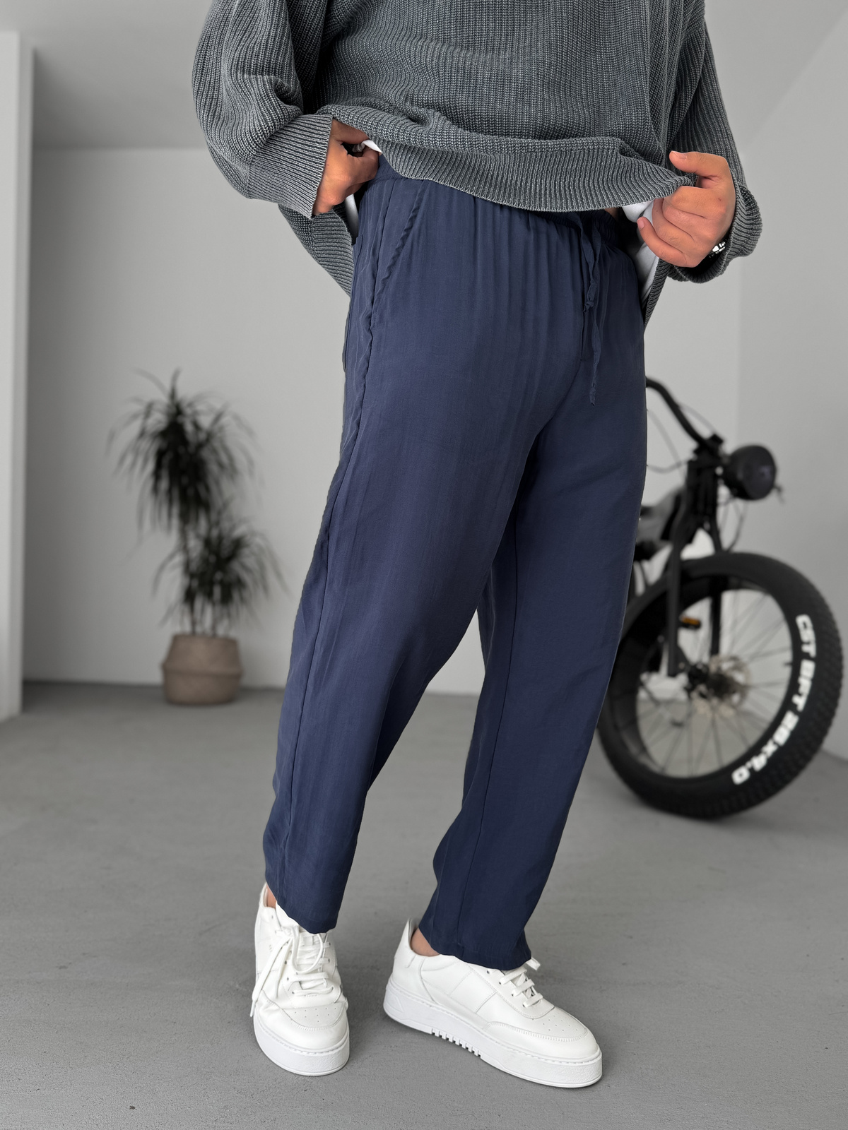 Lacivert Tensel Kumaş İnce Pantolon JJ-227