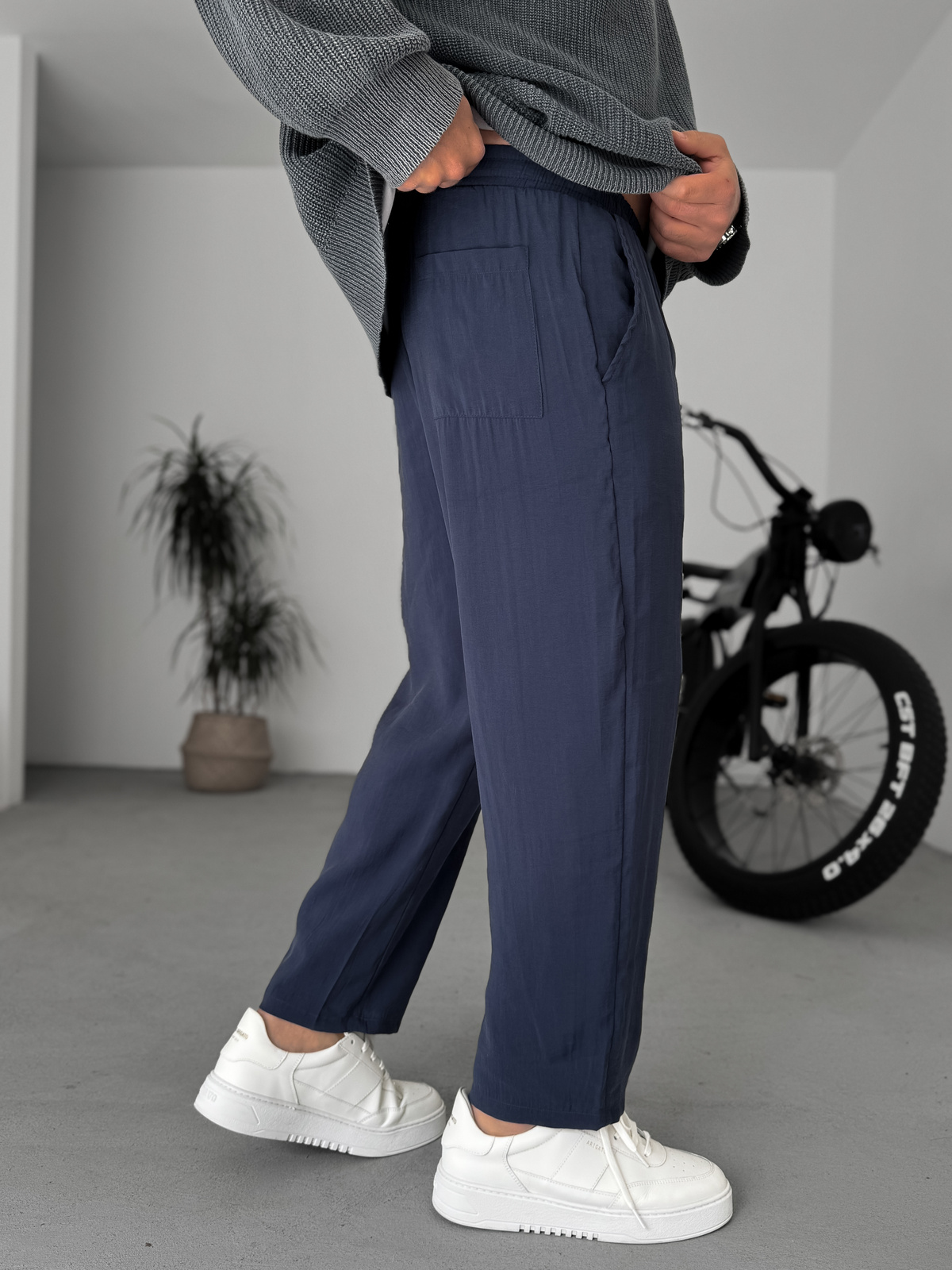 Lacivert Tensel Kumaş İnce Pantolon JJ-227