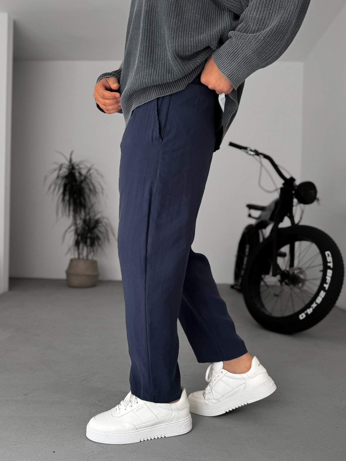 Lacivert Tensel Kumaş İnce Pantolon JJ-227