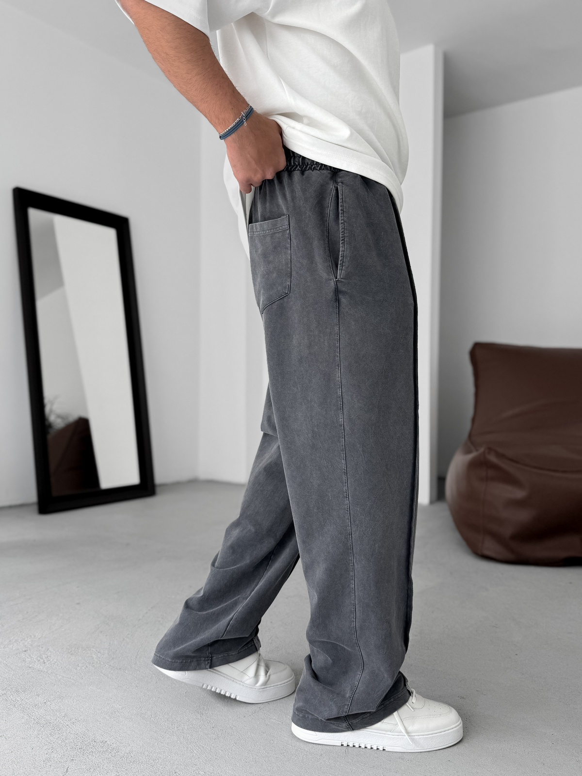 Siyah Dikişli Yıkamalı Baggy Eşofman PM-073