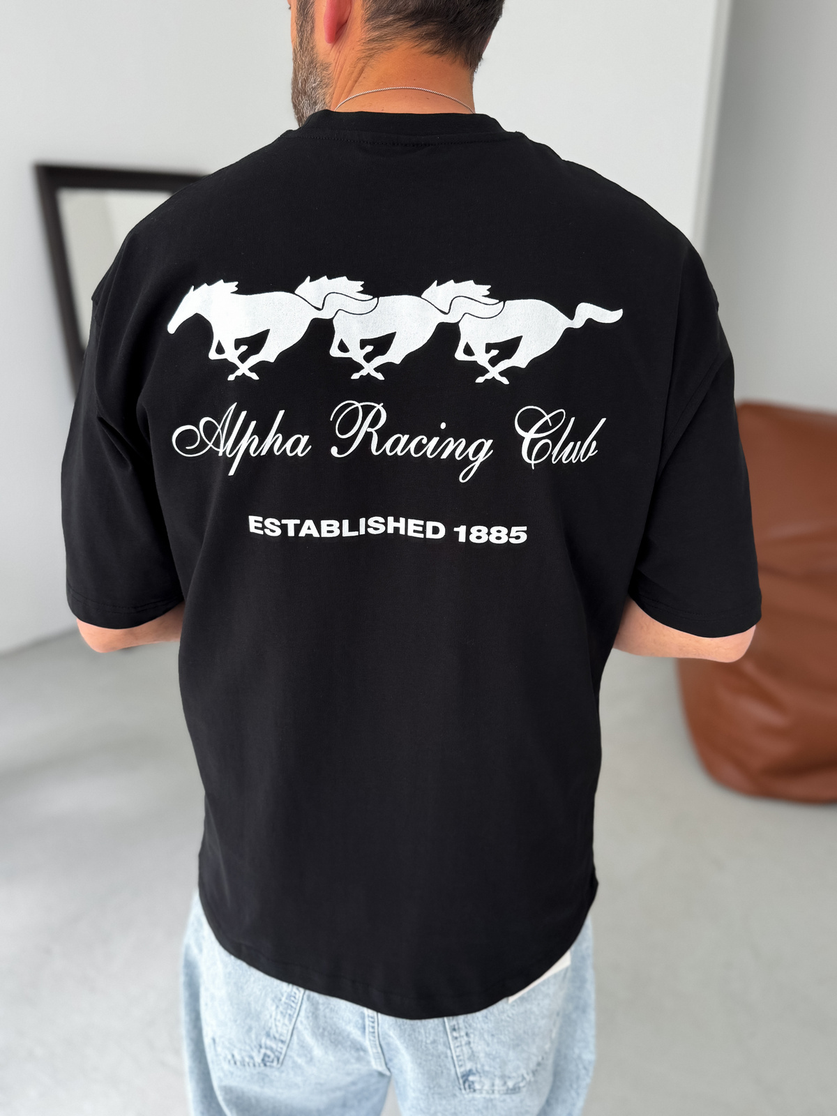Siyah Alpha Racing Oversize T-Shirt  PM-017