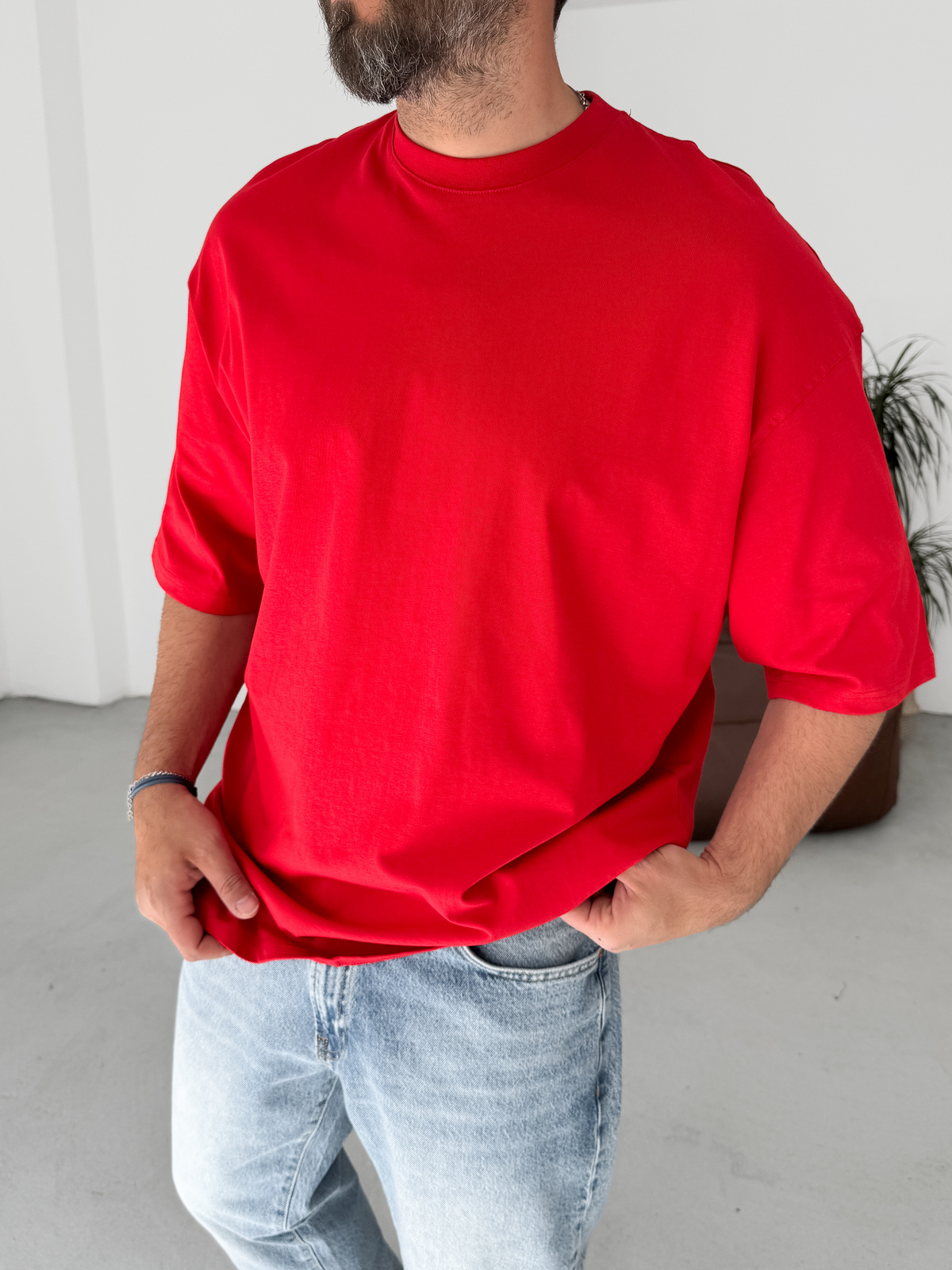 Kırmızı Basic Oversize T-Shirt JJ-326