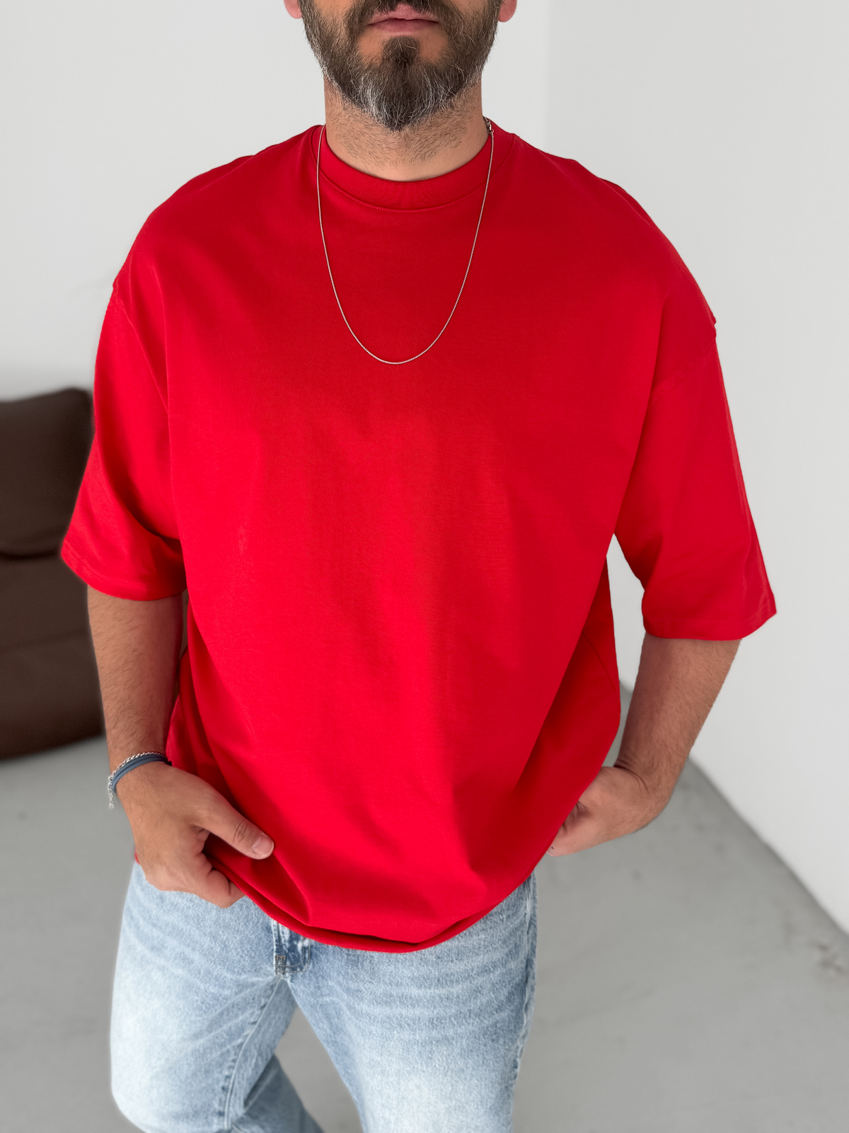 Kırmızı Basic Oversize T-Shirt JJ-326