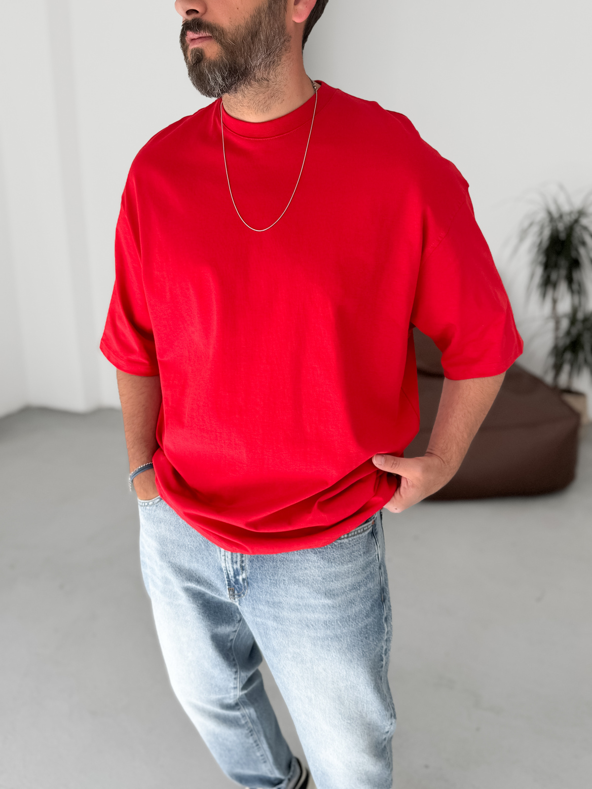 Kırmızı Basic Oversize T-Shirt JJ-326