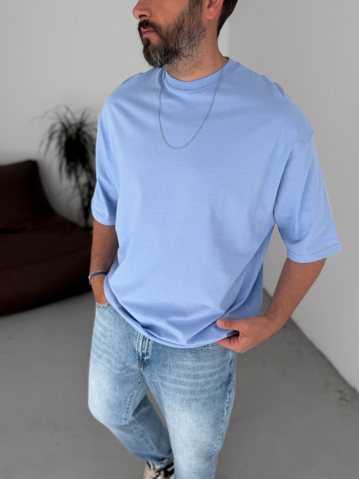 Lila Basic Oversize T-Shirt JJ-326