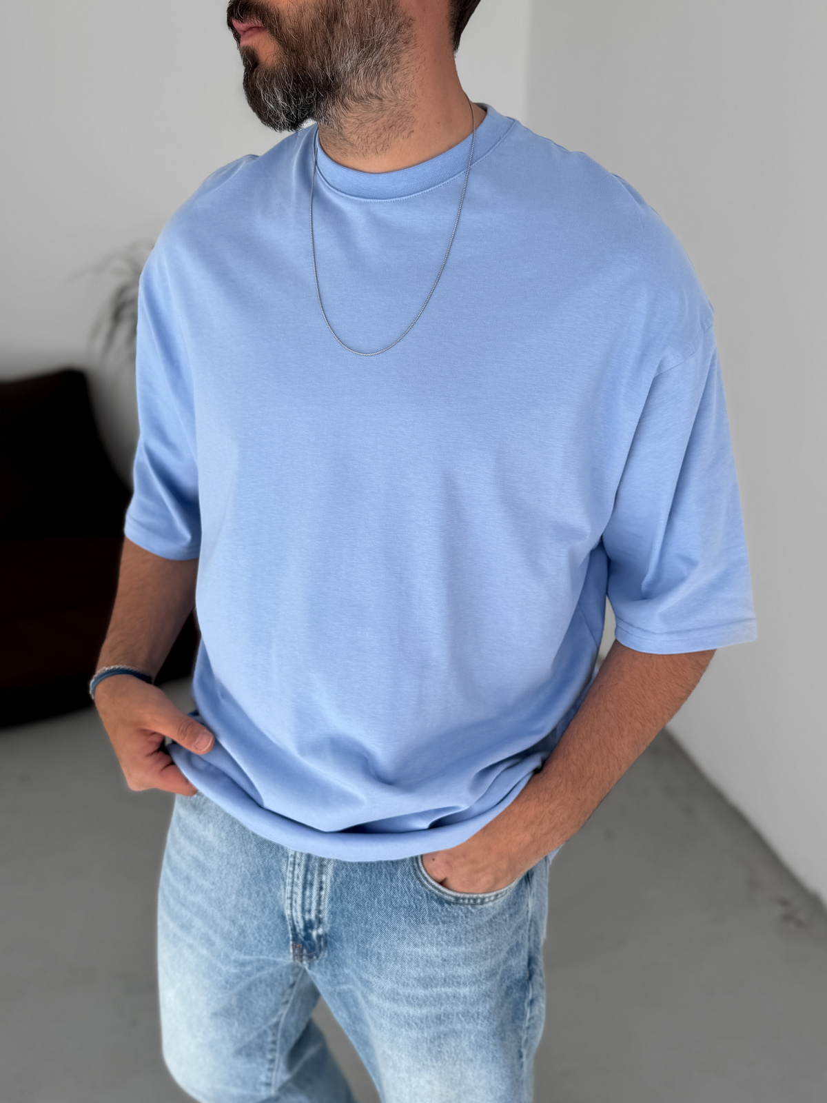 Lila Basic Oversize T-Shirt JJ-326