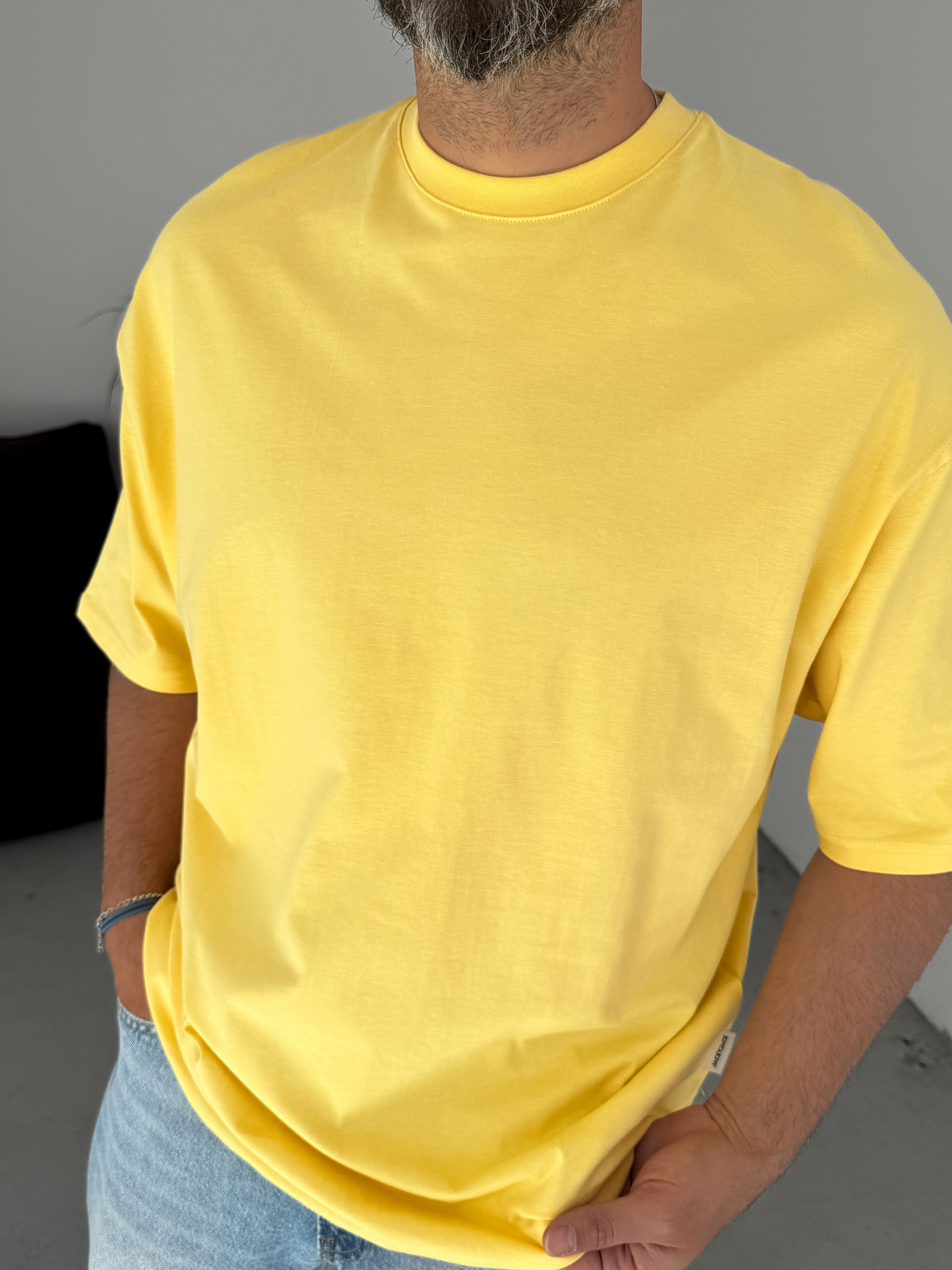 Sarı Basic Oversize T-Shirt JJ-326