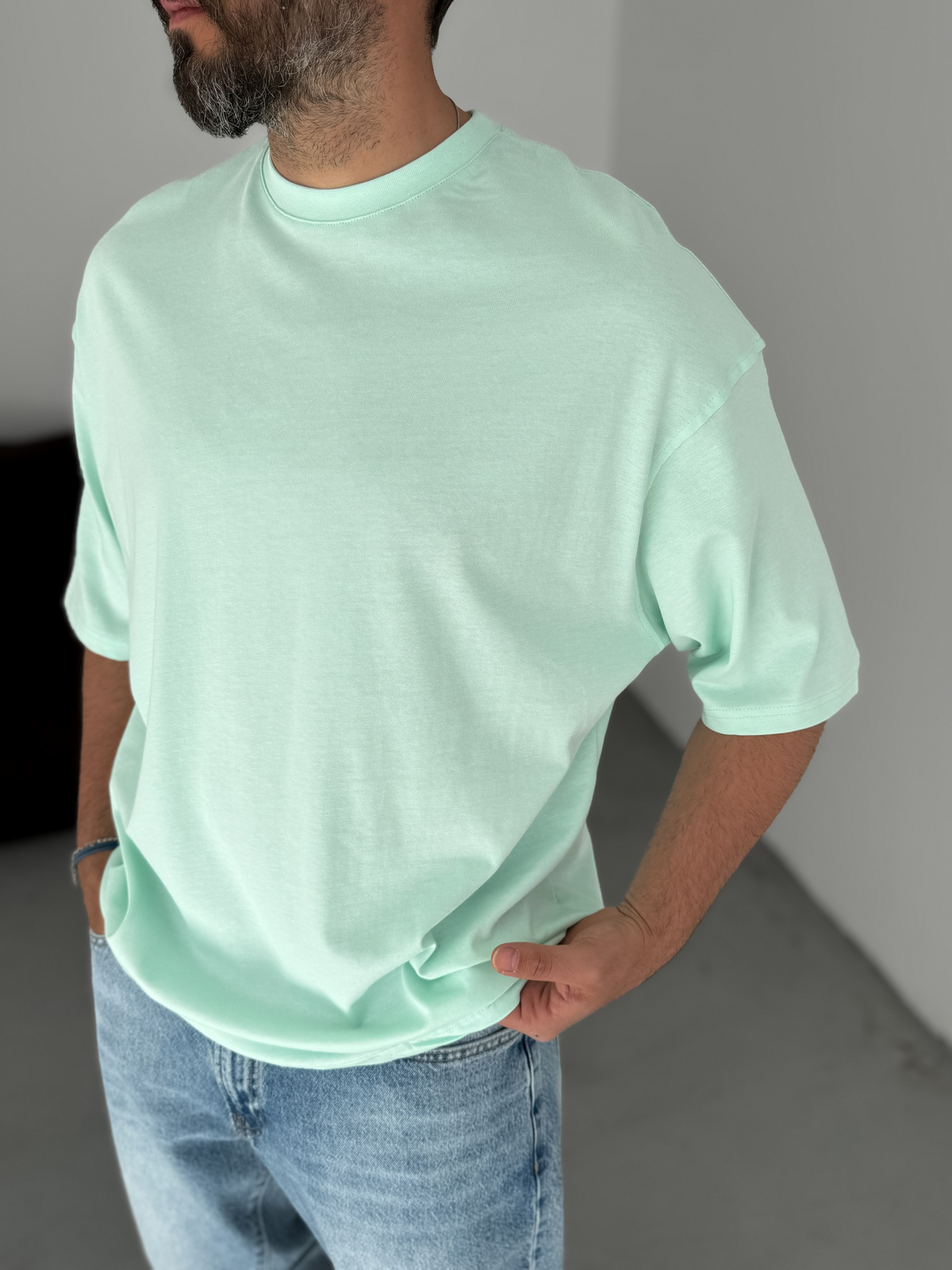 Su Yeşili Basic Oversize T-Shirt JJ-326