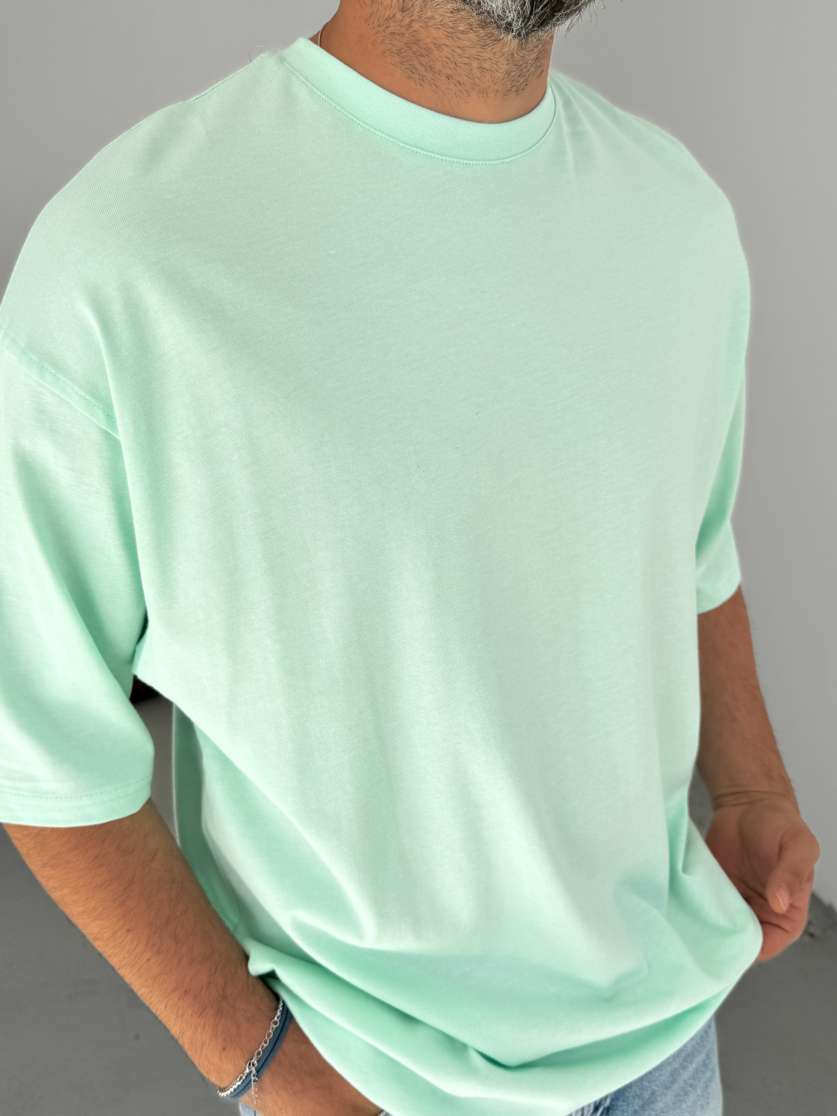 Su Yeşili Basic Oversize T-Shirt JJ-326
