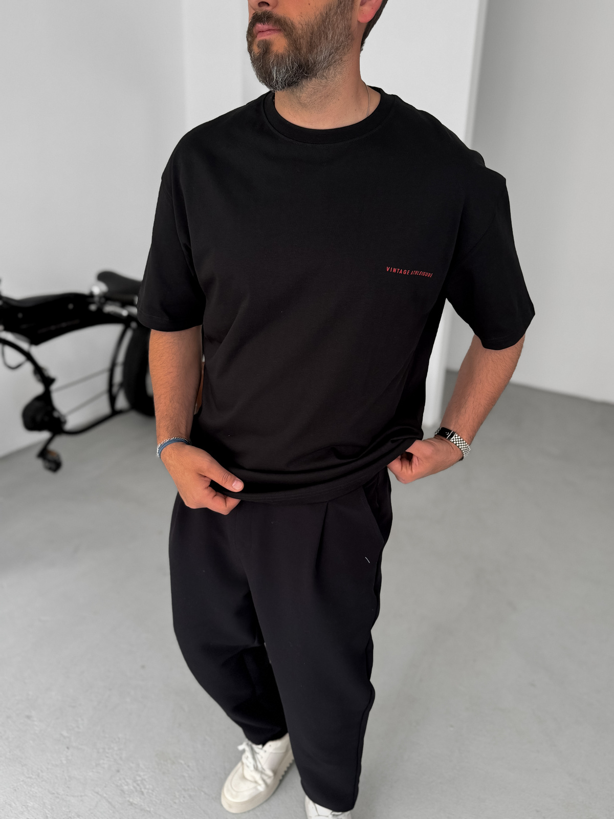 Siyah Goodrich Baskılı Oversize T-Shirt PM-112