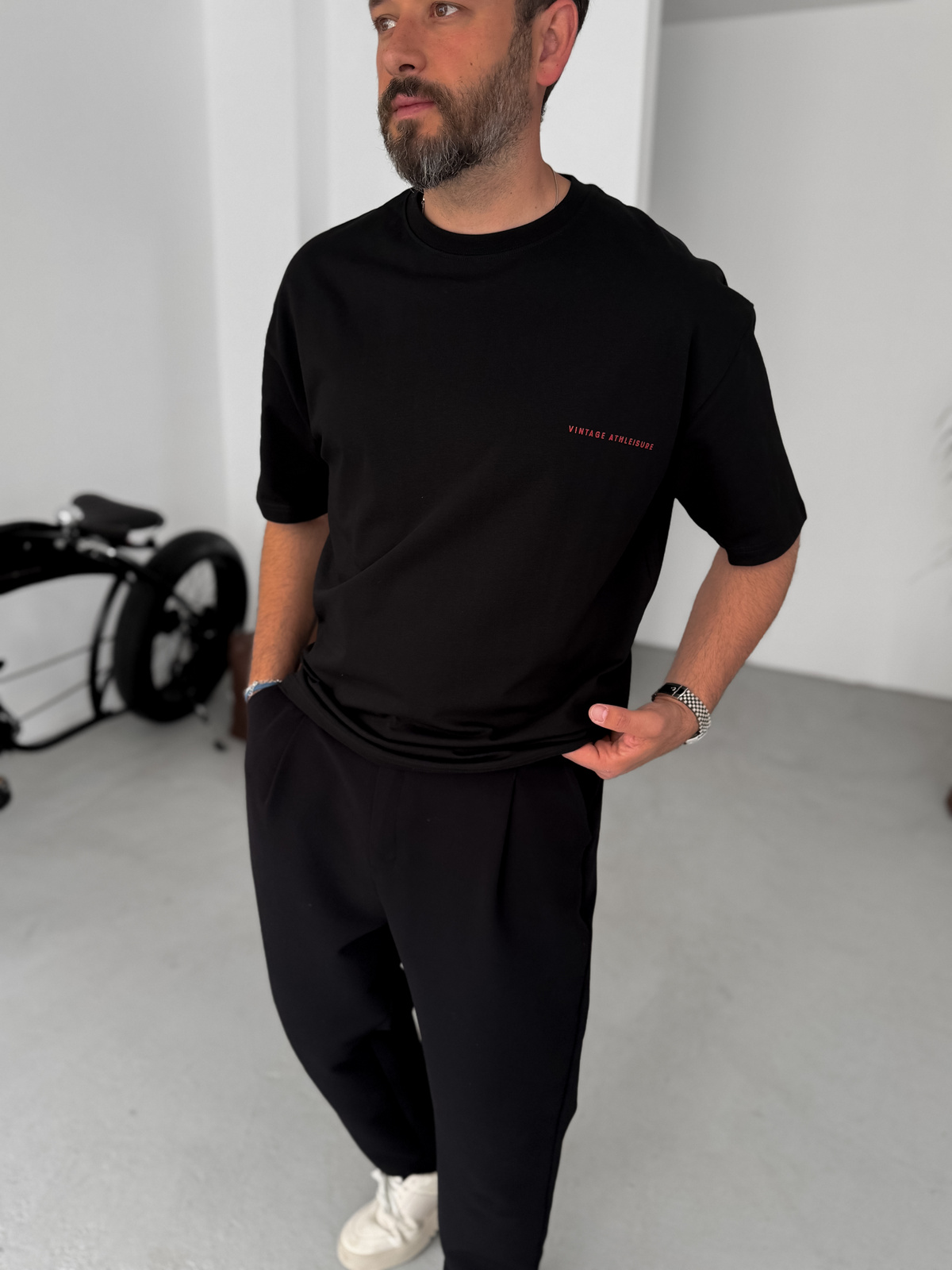 Siyah Goodrich Baskılı Oversize T-Shirt PM-112
