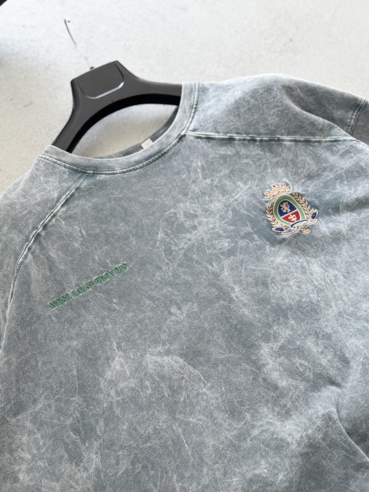 Gri Arma Nakışlı Yıkamalı Oversize T-Shirt JJ-307